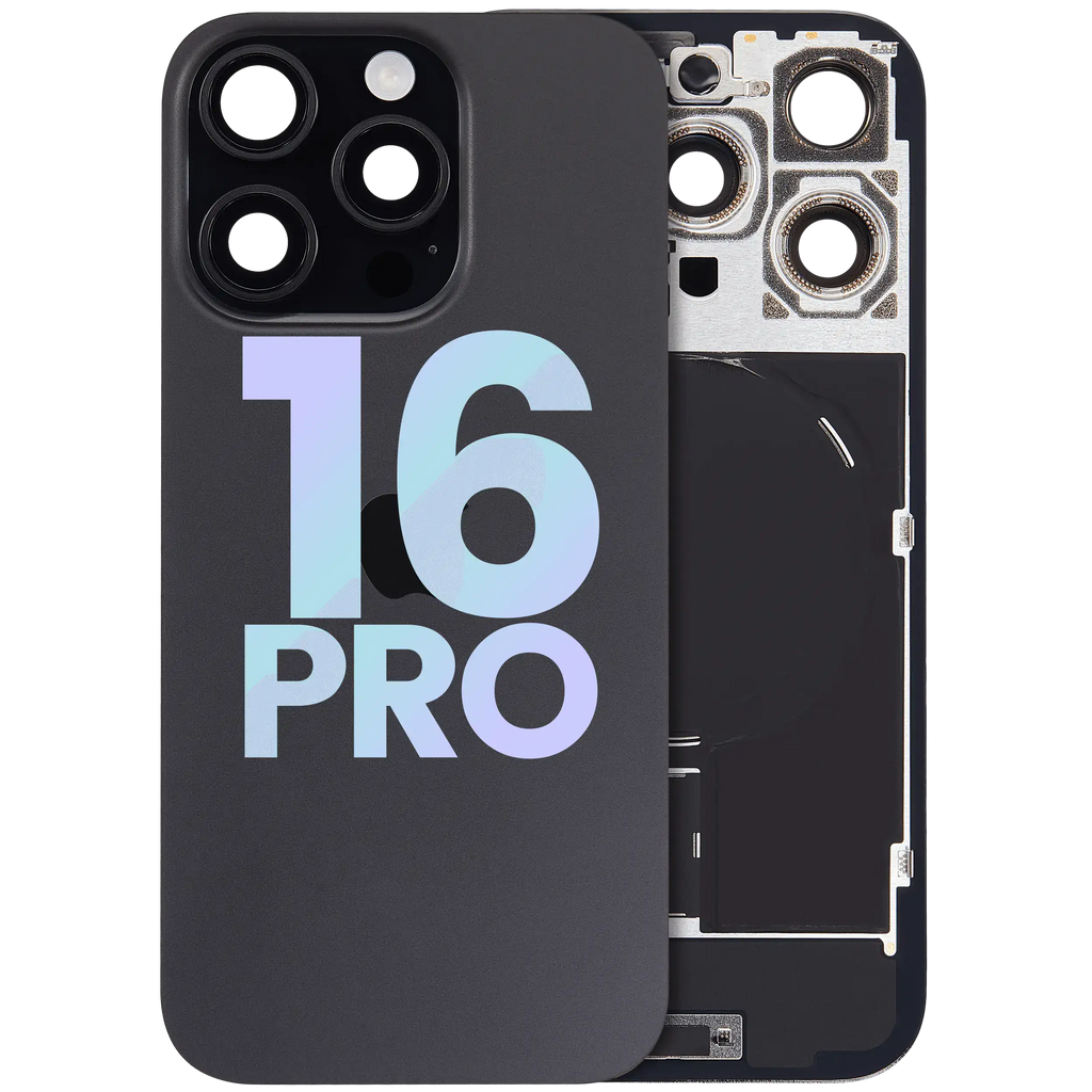 Backcover mit MagSafe Magnet & NFC & Blitz-Flexkabel für iPhone 16 Pro (Service Pack) (Schwarz Titanium)