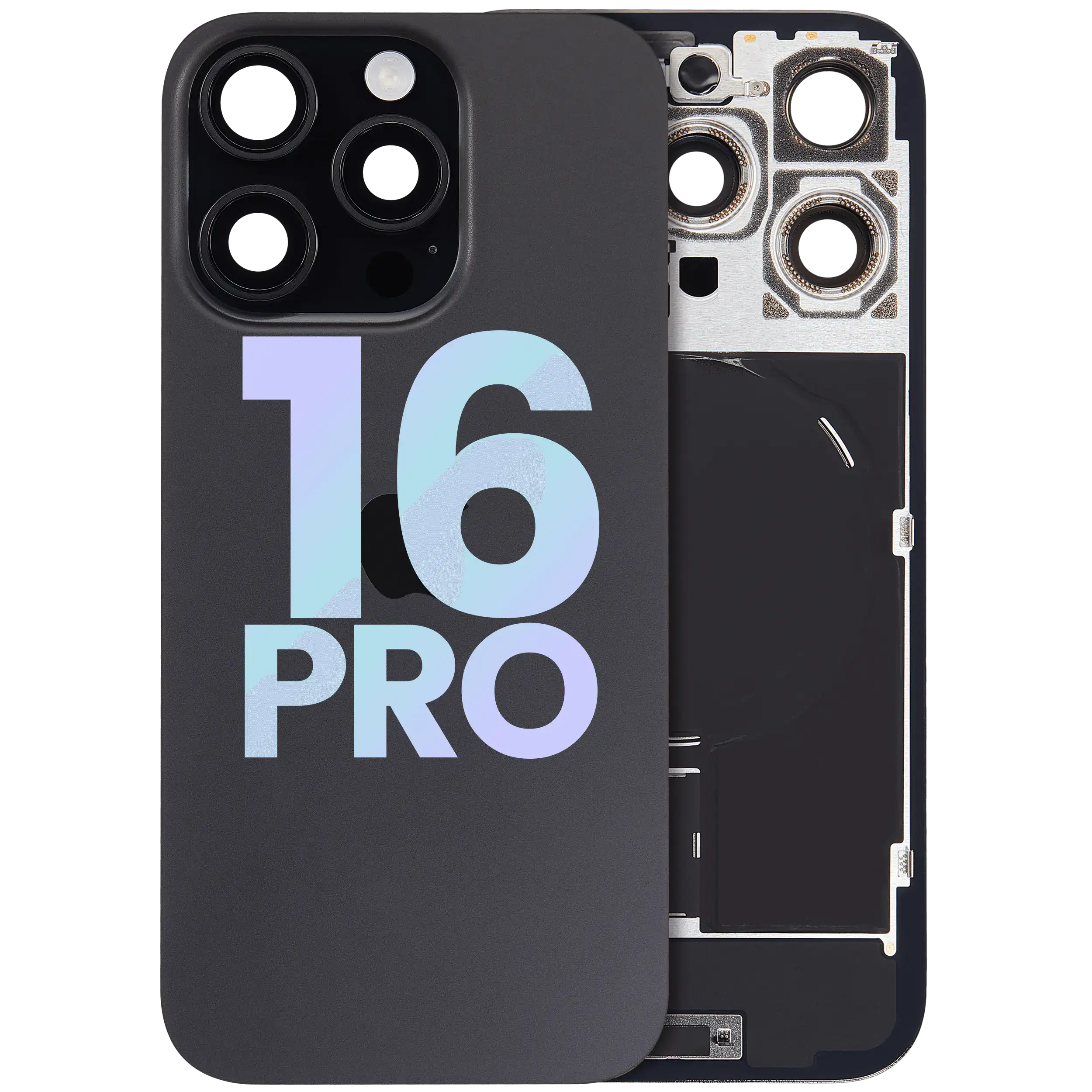 Backcover mit MagSafe Magnet & NFC & Blitz-Flexkabel für iPhone 16 Pro (Service Pack) (Schwarz Titanium)