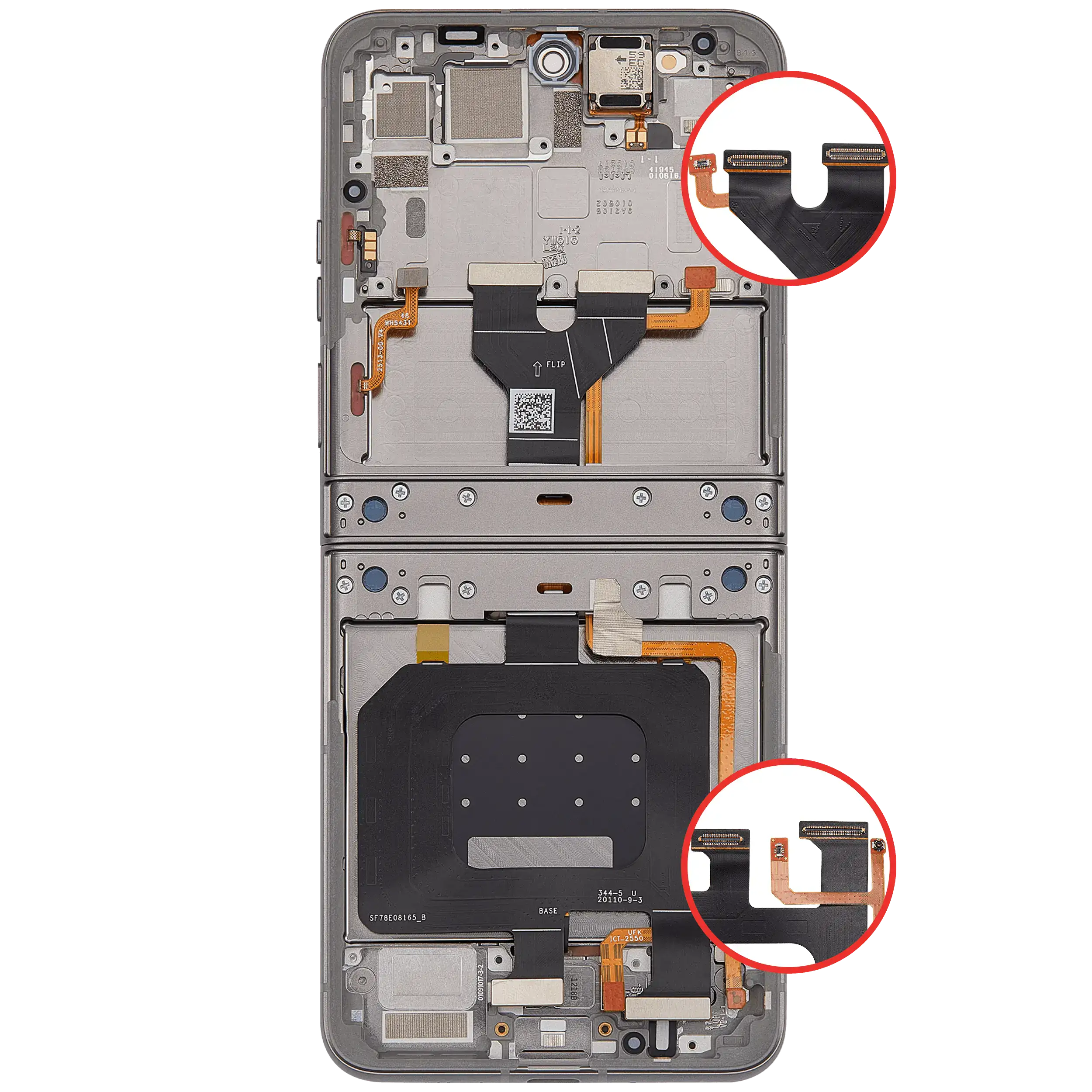 OLED-Display mit Rahmen für Motorola Razr 2026 / Razr 70 (XT2657 / 2026) (Refurbished) (Hematite)