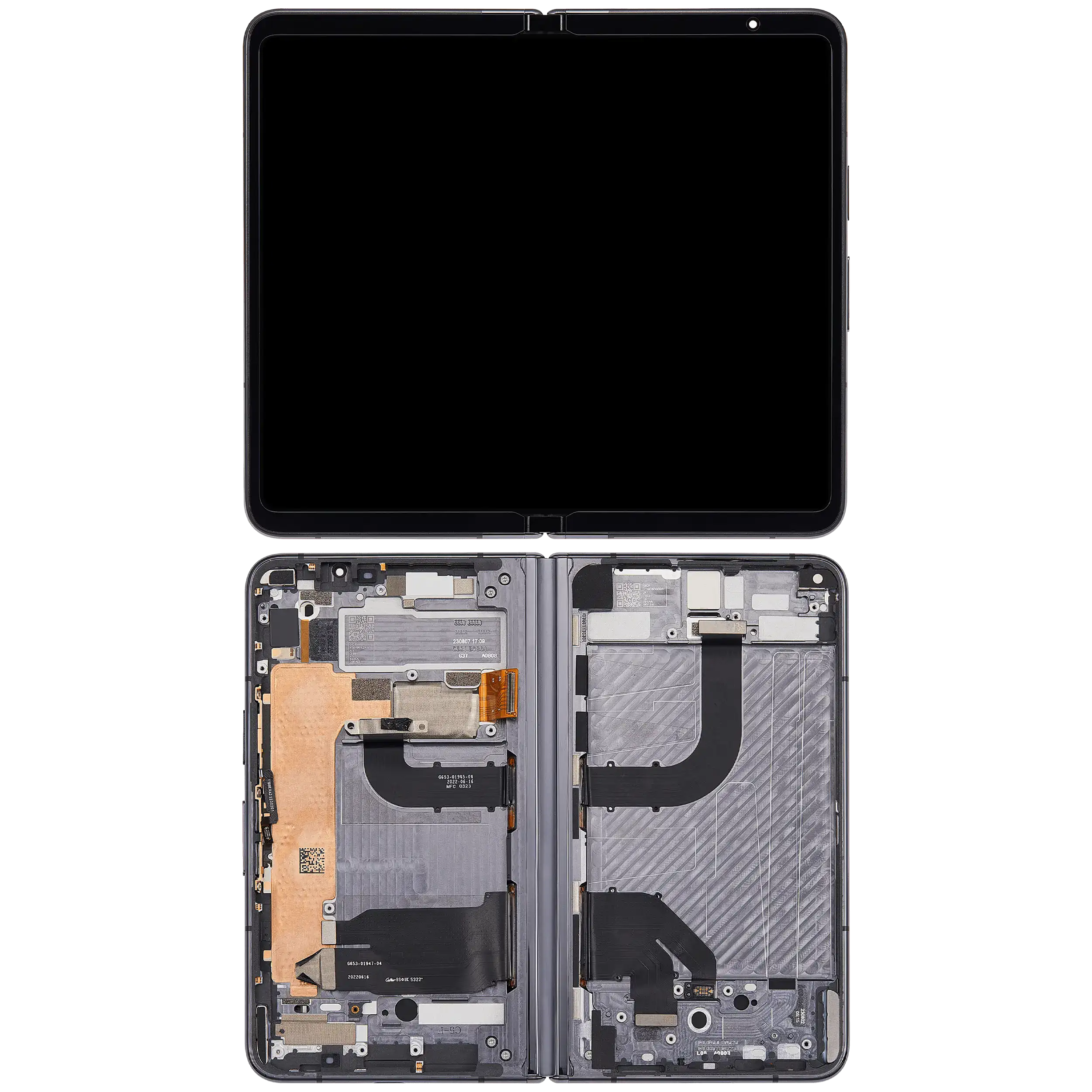 Inner Main OLED-Display mit Rahmen für Google Pixel Fold (Refurbished) (Obsidian Black)