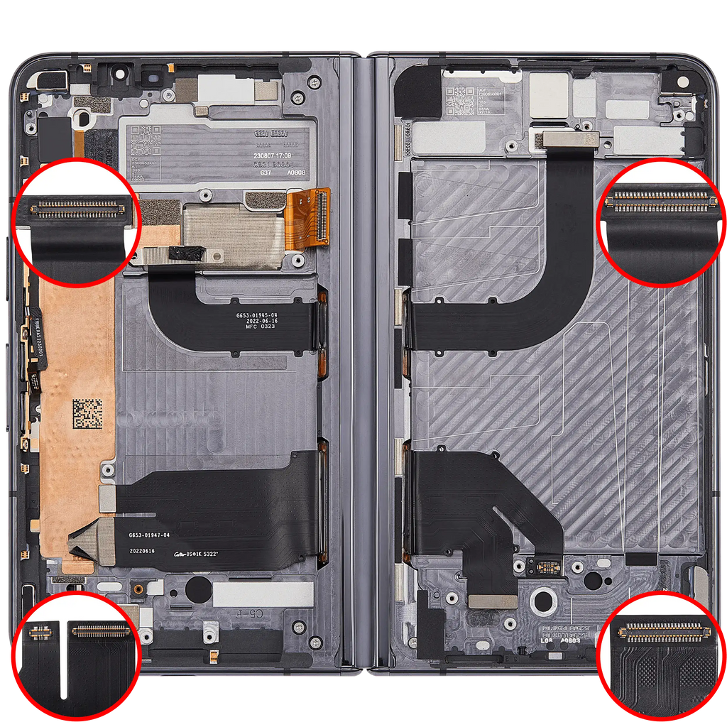 Inner Main OLED-Display mit Rahmen für Google Pixel Fold (Refurbished) (Obsidian Black)