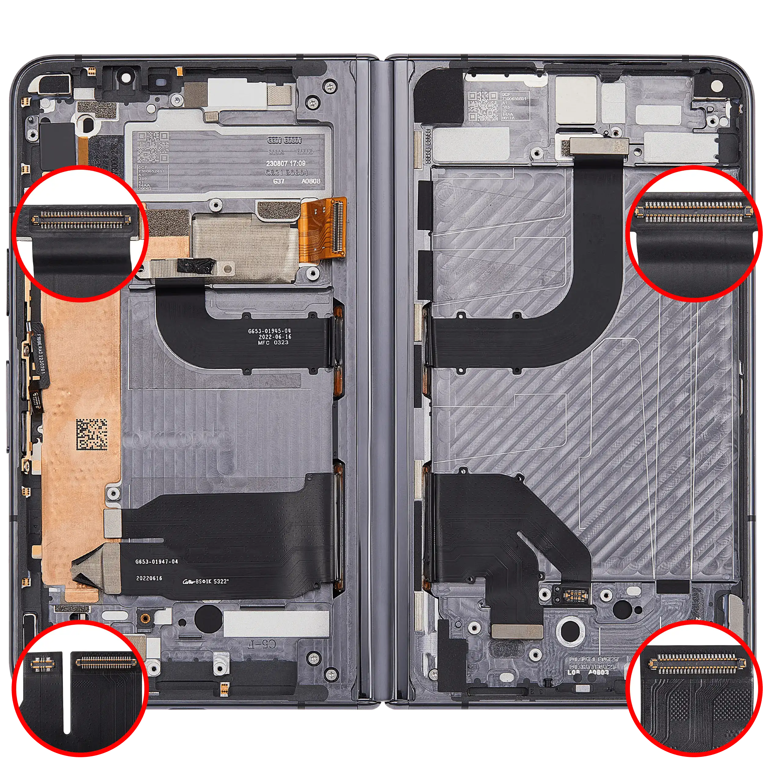 Inner Main OLED-Display mit Rahmen für Google Pixel Fold (Refurbished) (Obsidian Black)