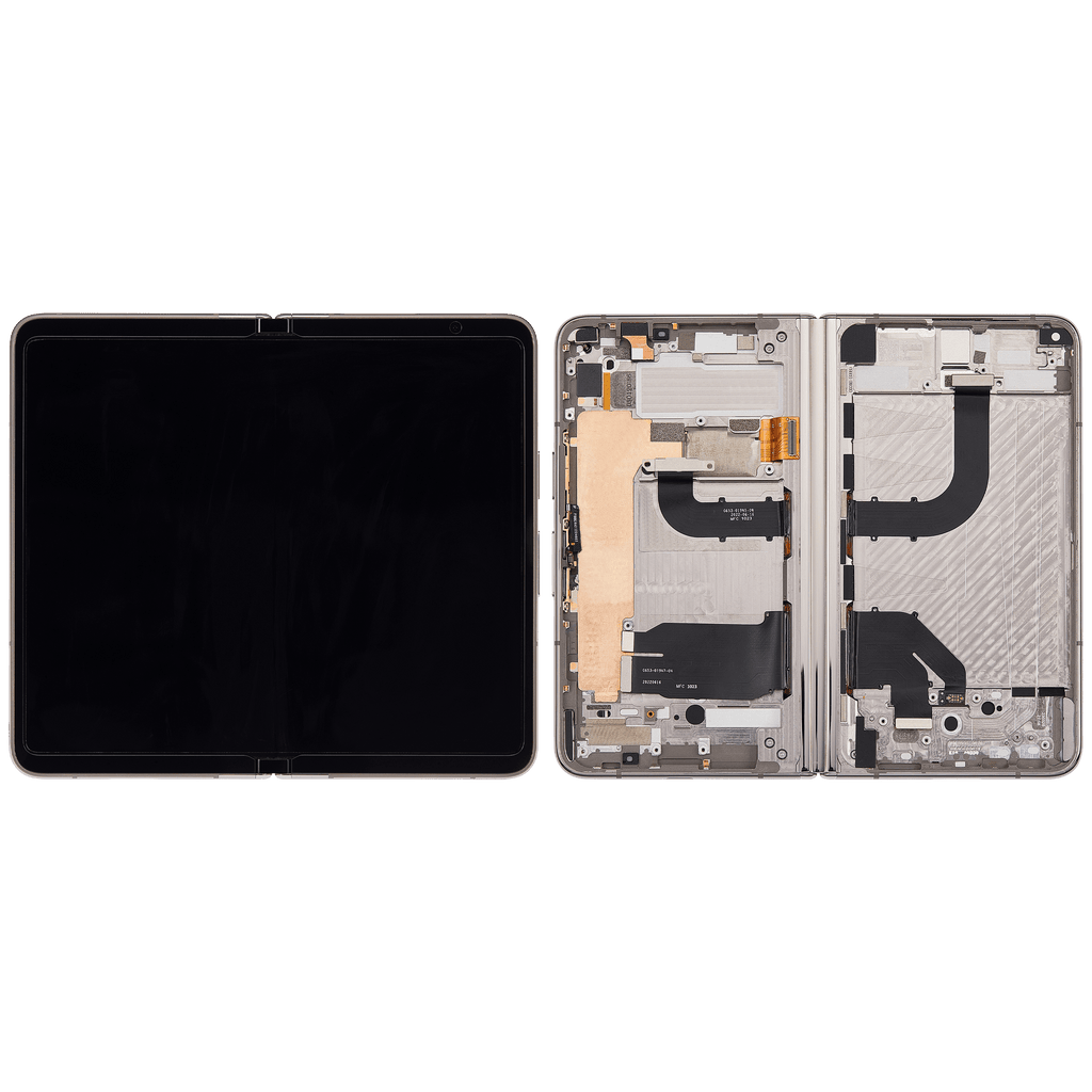 Built-In OLED-Display (Main Display) Assembly (mit Midframe/Rahmen) für Google Pixel Fold (US and International Versions) (Refurbished) (Porcelain)