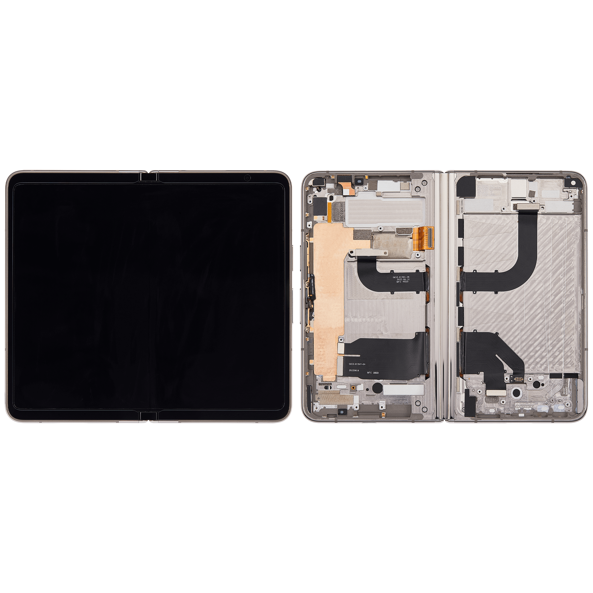 Built-In OLED-Display (Main Display) Assembly (mit Midframe/Rahmen) für Google Pixel Fold (US and International Versions) (Refurbished) (Porcelain)