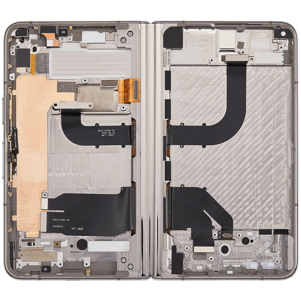 Built-In OLED-Display (Main Display) Assembly (mit Midframe/Rahmen) für Google Pixel Fold (US and International Versions) (Refurbished) (Porcelain)