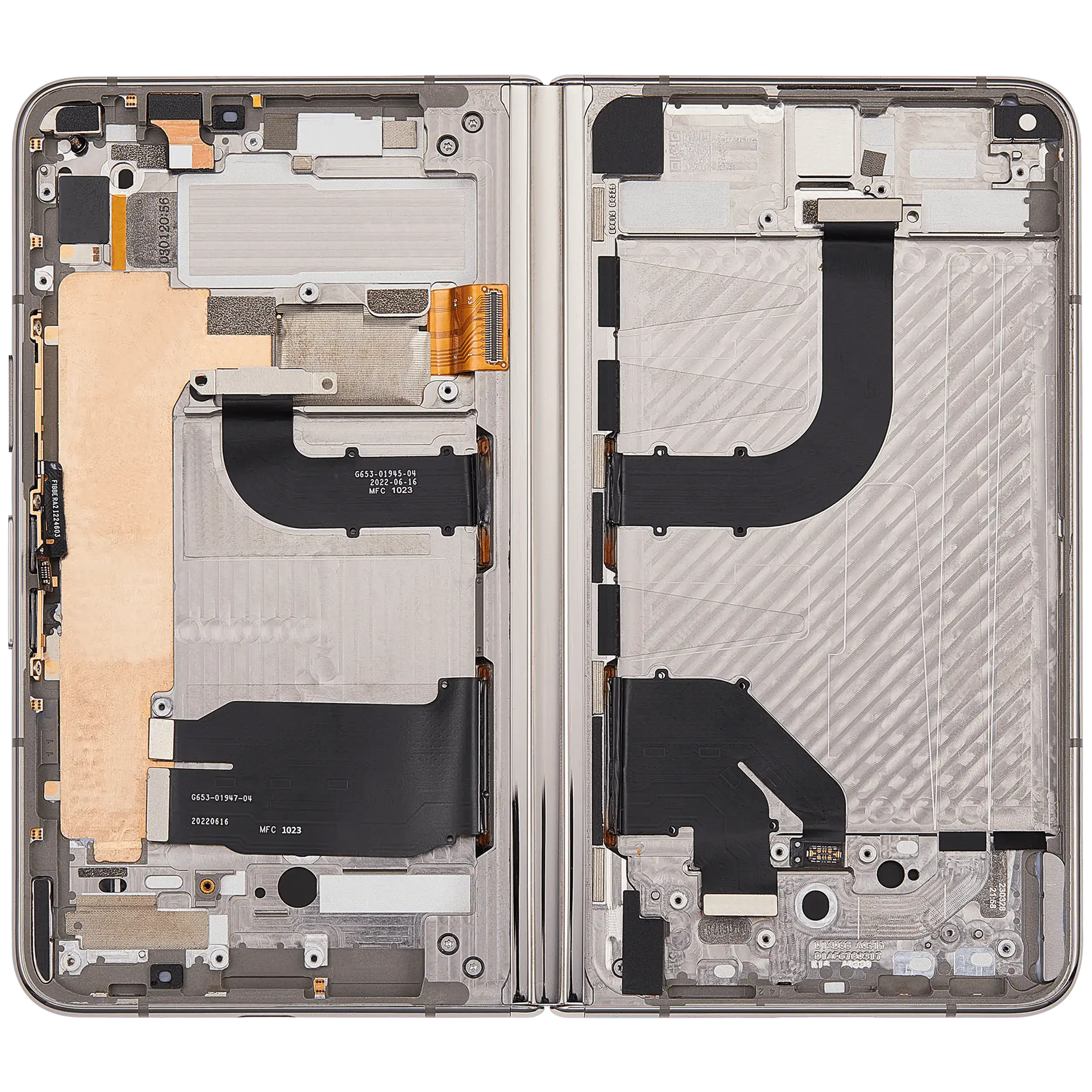 Built-In OLED-Display (Main Display) Assembly (mit Midframe/Rahmen) für Google Pixel Fold (US and International Versions) (Refurbished) (Porcelain)