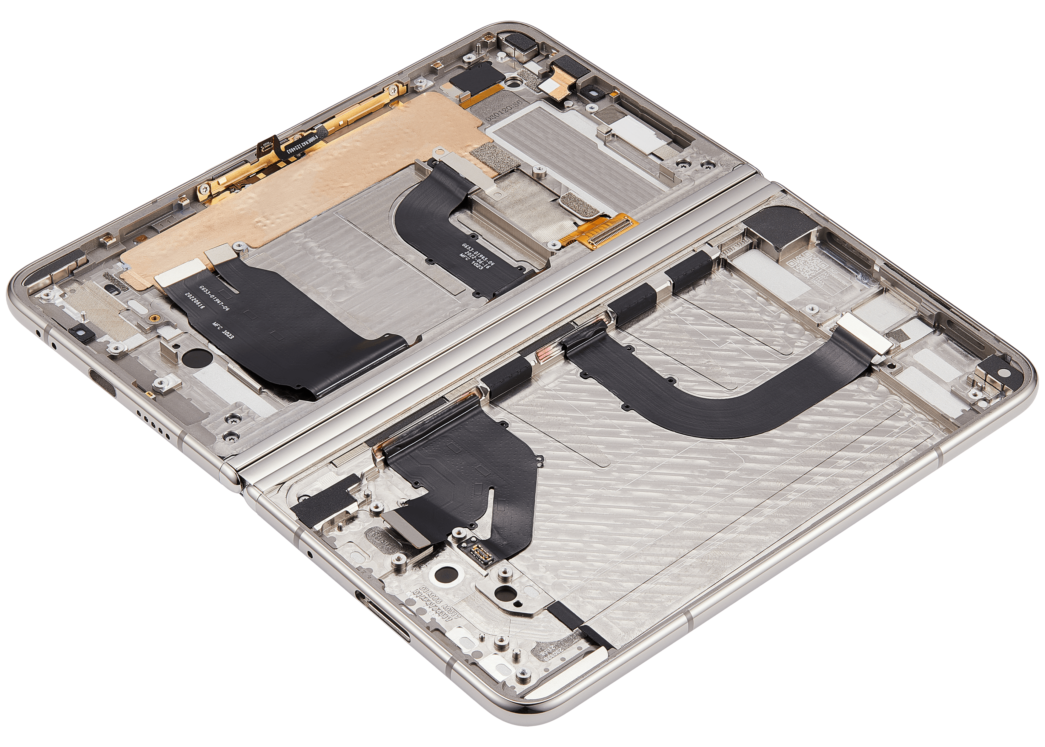 Built-In OLED-Display (Main Display) Assembly (mit Midframe/Rahmen) für Google Pixel Fold (US and International Versions) (Refurbished) (Porcelain)