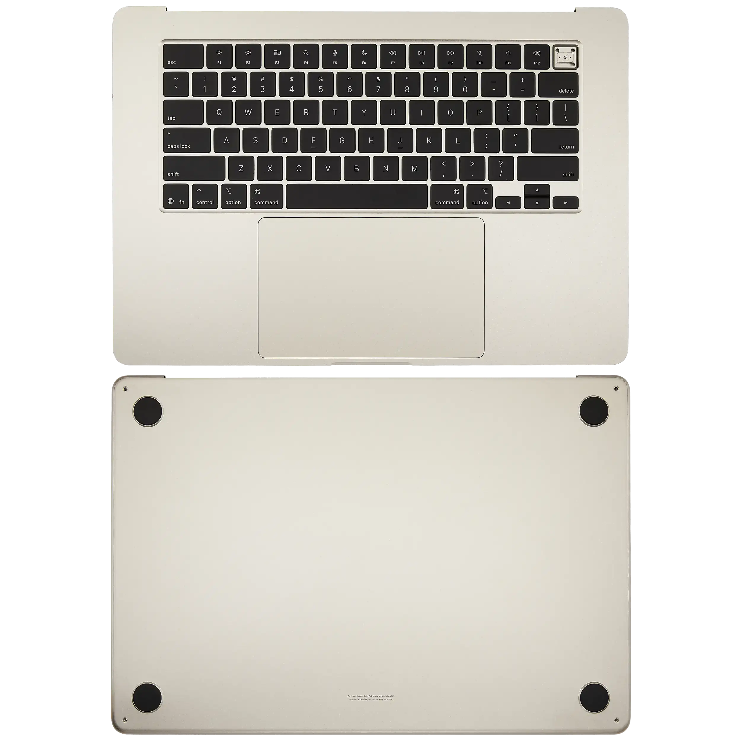 Topcase with Battery and Keyboard for MacBook Air 15" A3241 (2025) (US Keyboard) (Used OEM Pull, Grade A) (Starlight)
