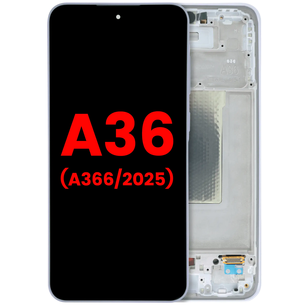 OLED-Display mit Rahmen für Samsung Galaxy A36 5G (A366 / 2025) (Aftermarket Plus) (Lavender)