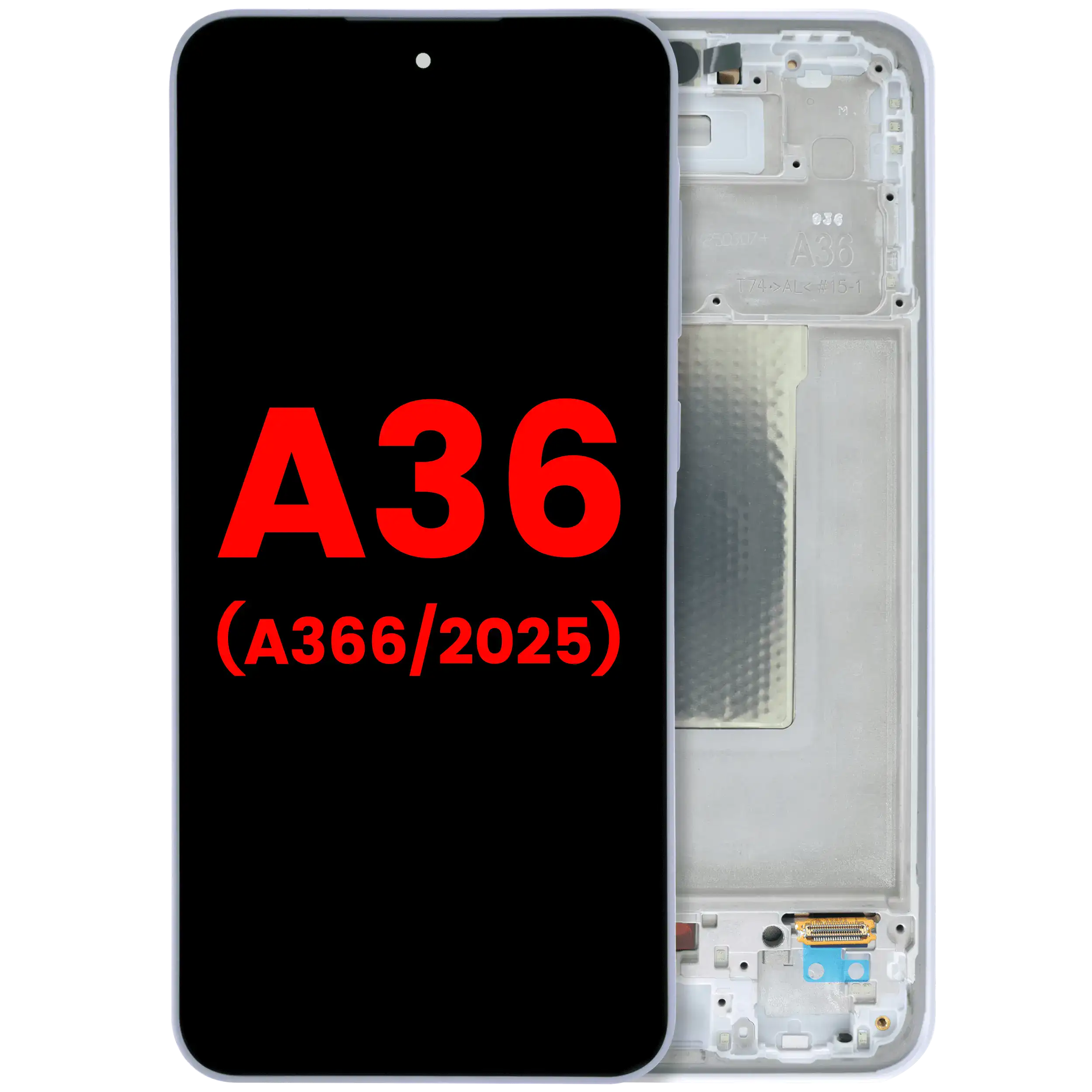 OLED-Display mit Rahmen für Samsung Galaxy A36 5G (A366 / 2025) (Aftermarket Plus) (Lavender)