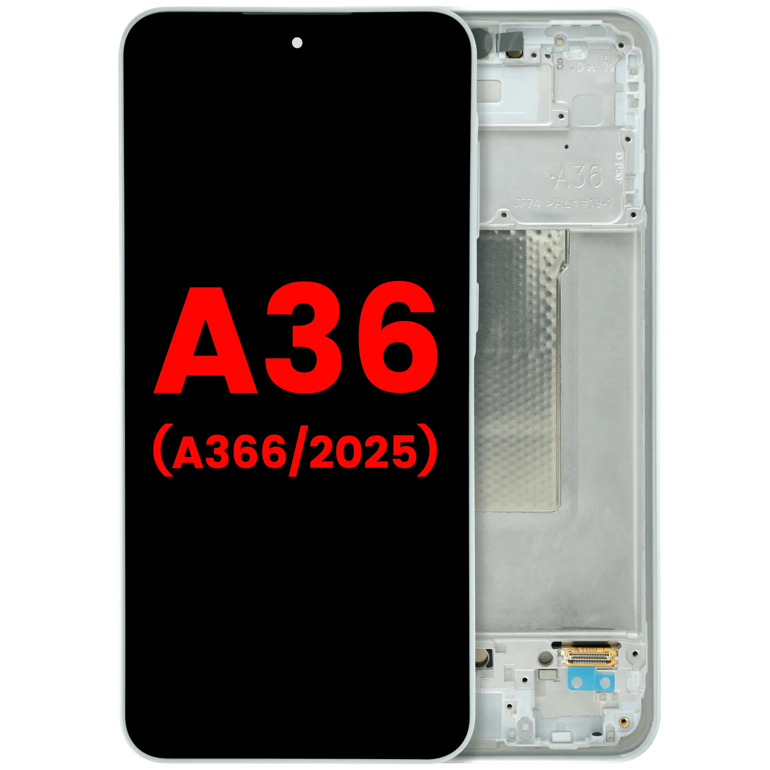 OLED-Display mit Rahmen für Samsung Galaxy A36 5G (A366 / 2025) (Aftermarket Plus) (Weiß)