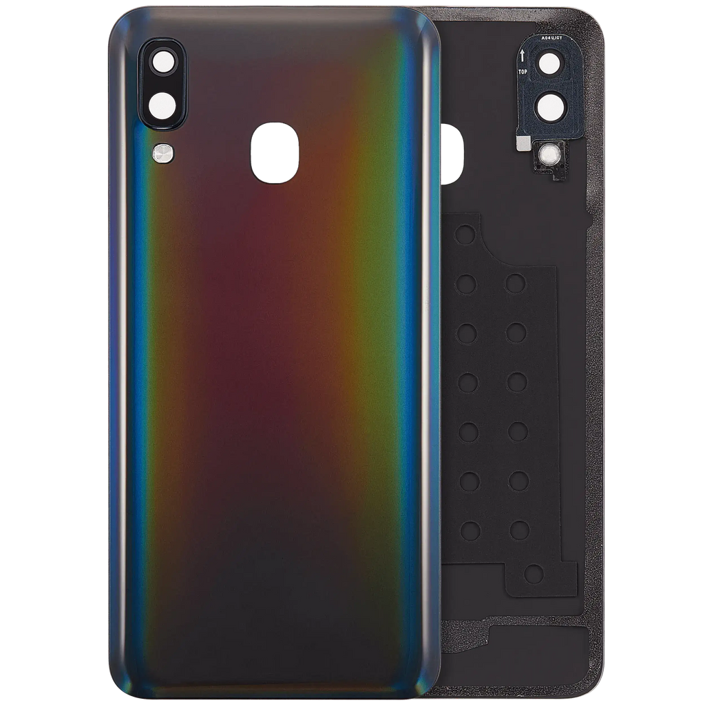 Backcover Glass mit Camera Lens Compatible für Samsung Galaxy A40 (A405 / 2019) (Aftermarket Plus) (Schwarz)