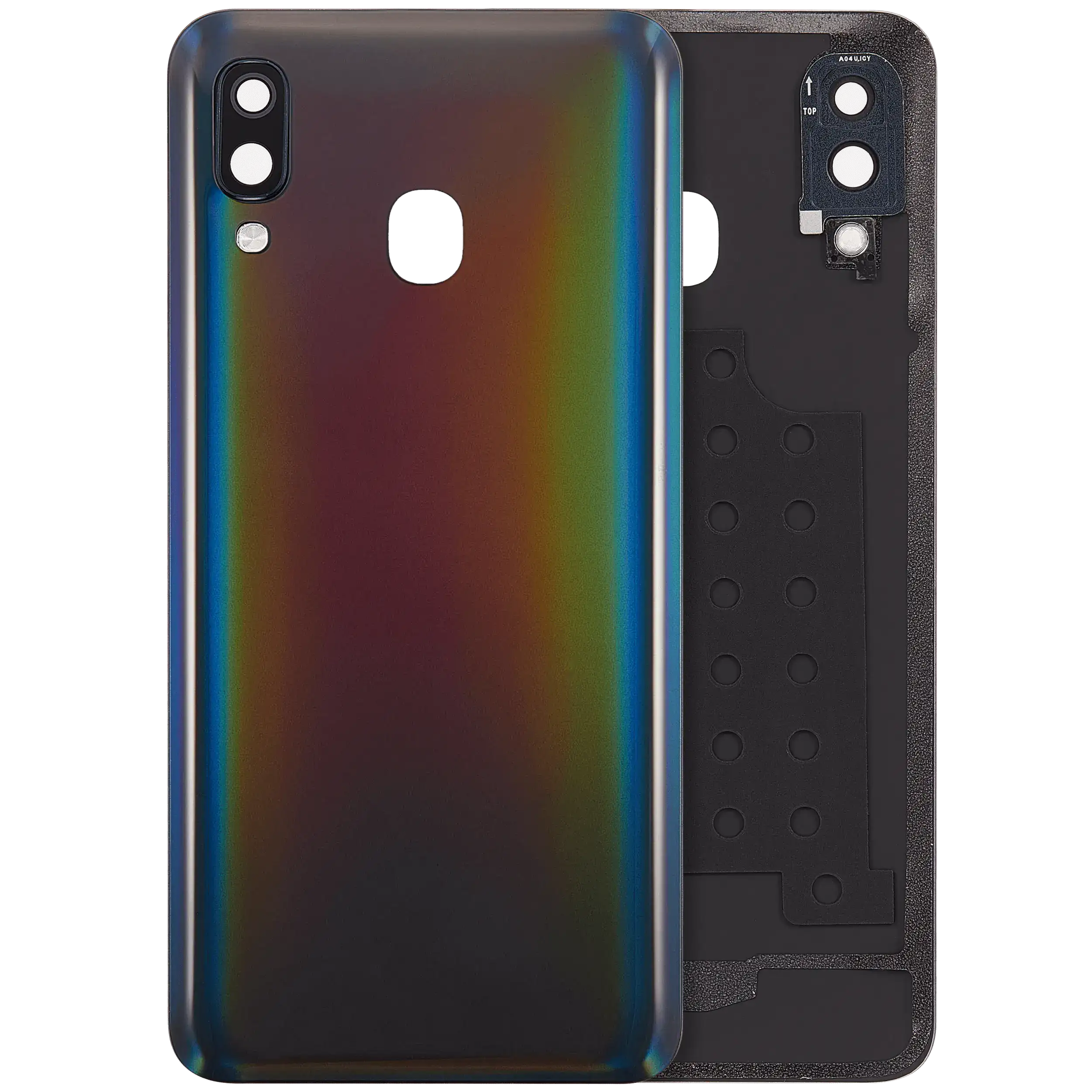 Backcover Glass mit Camera Lens Compatible für Samsung Galaxy A40 (A405 / 2019) (Aftermarket Plus) (Schwarz)