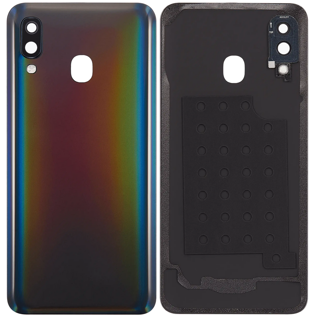 Backcover Glass mit Camera Lens Compatible für Samsung Galaxy A40 (A405 / 2019) (Aftermarket Plus) (Schwarz)
