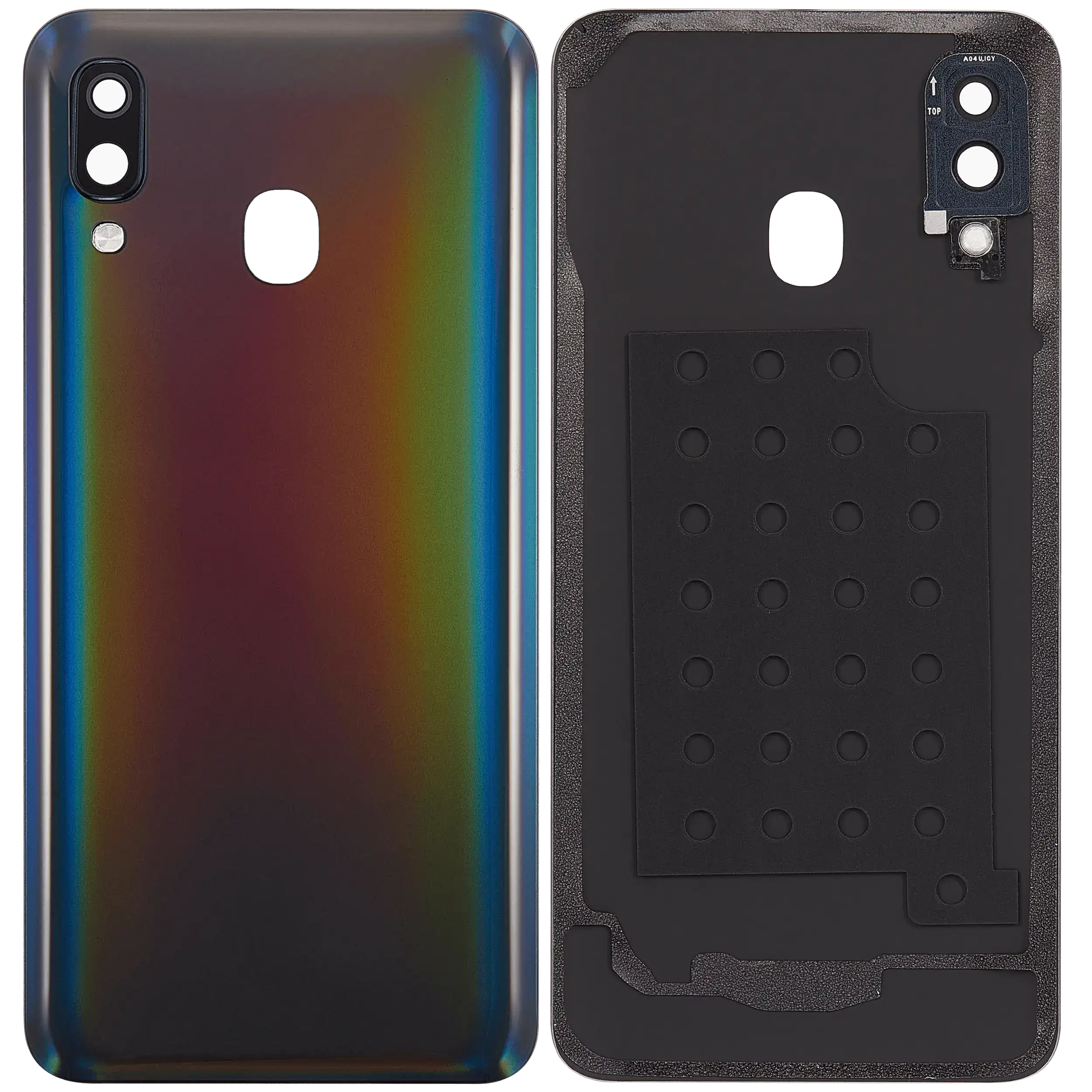Backcover Glass mit Camera Lens Compatible für Samsung Galaxy A40 (A405 / 2019) (Aftermarket Plus) (Schwarz)