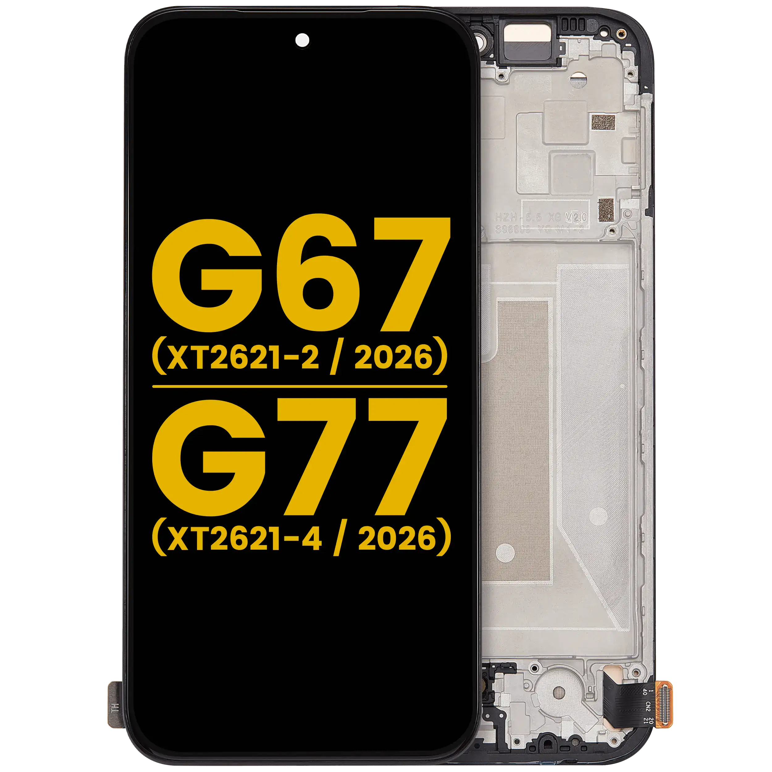 OLED-Display mit Rahmen für Motorola G67 (XT2621-2 / 2026) / G77 (XT2621-4 / 2026) (Refurbished) (Alle Farben)