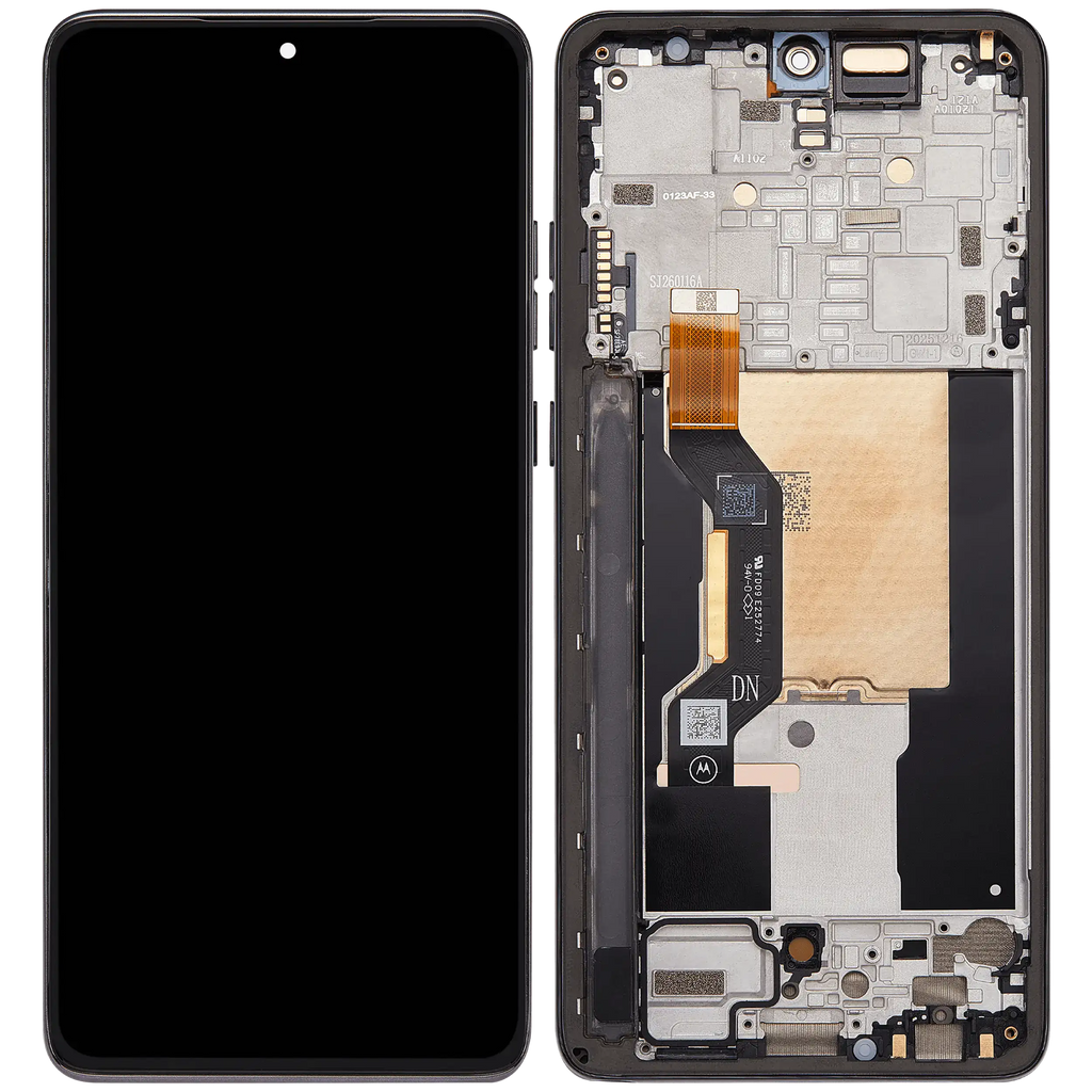 OLED-Display mit Rahmen Compatible für Motorola Moto G Stylus 5G (XT2619/2026) (Refurbished) (Coal Smoke)