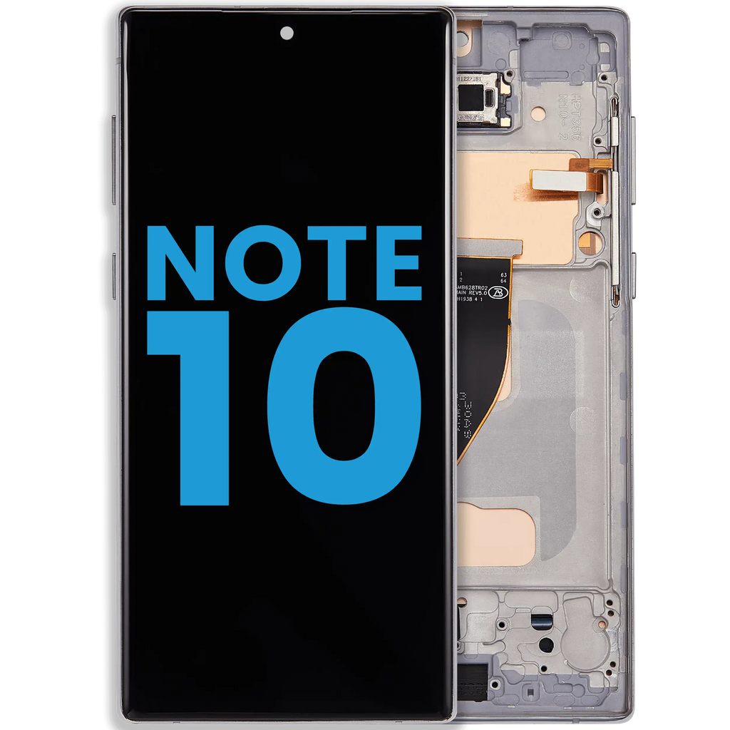 LCD-Display mit Rahmen (Without FingerPrint Sensor) für Samsung Galaxy Note 10 (US & International)(Aftermarket: Incell)(Aura Glow / Silver)