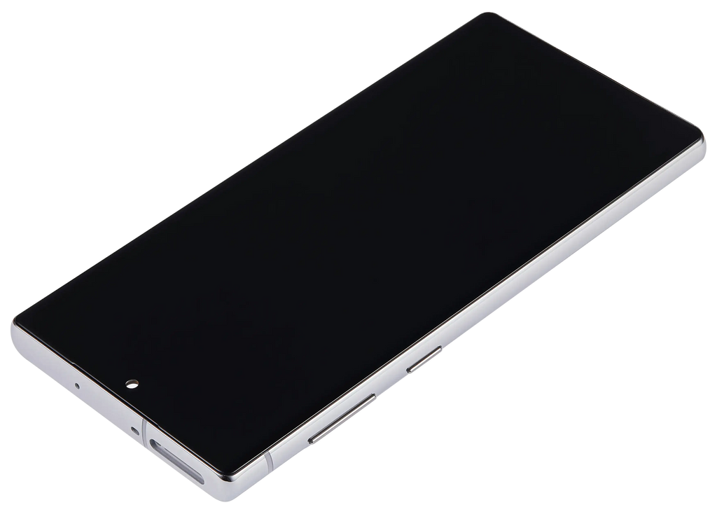 LCD-Display mit Rahmen (Without FingerPrint Sensor) für Samsung Galaxy Note 10 (US & International)(Aftermarket: Incell)(Aura Glow / Silver)