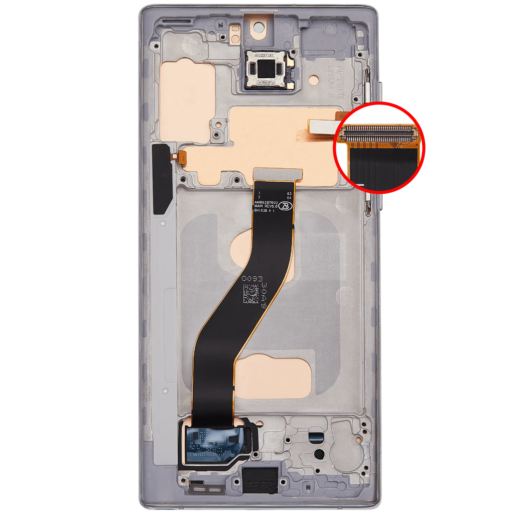 LCD-Display mit Rahmen (Without FingerPrint Sensor) für Samsung Galaxy Note 10 (US & International)(Aftermarket: Incell)(Aura Glow / Silver)