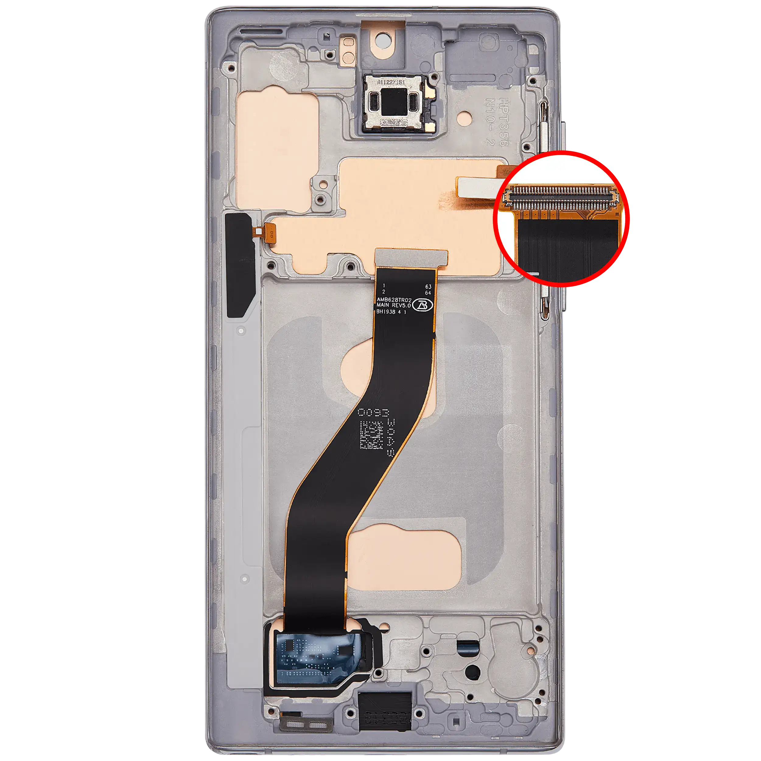 LCD-Display mit Rahmen (Without FingerPrint Sensor) für Samsung Galaxy Note 10 (US & International)(Aftermarket: Incell)(Aura Glow / Silver)