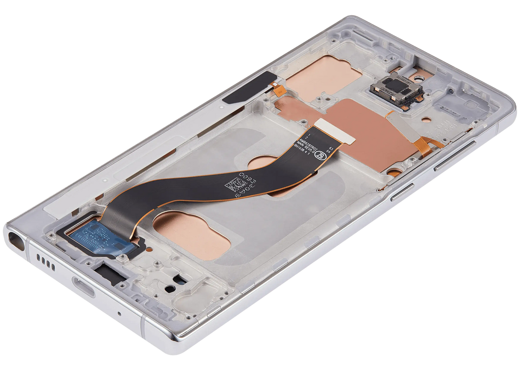 LCD-Display mit Rahmen (Without FingerPrint Sensor) für Samsung Galaxy Note 10 (US & International)(Aftermarket: Incell)(Aura Glow / Silver)