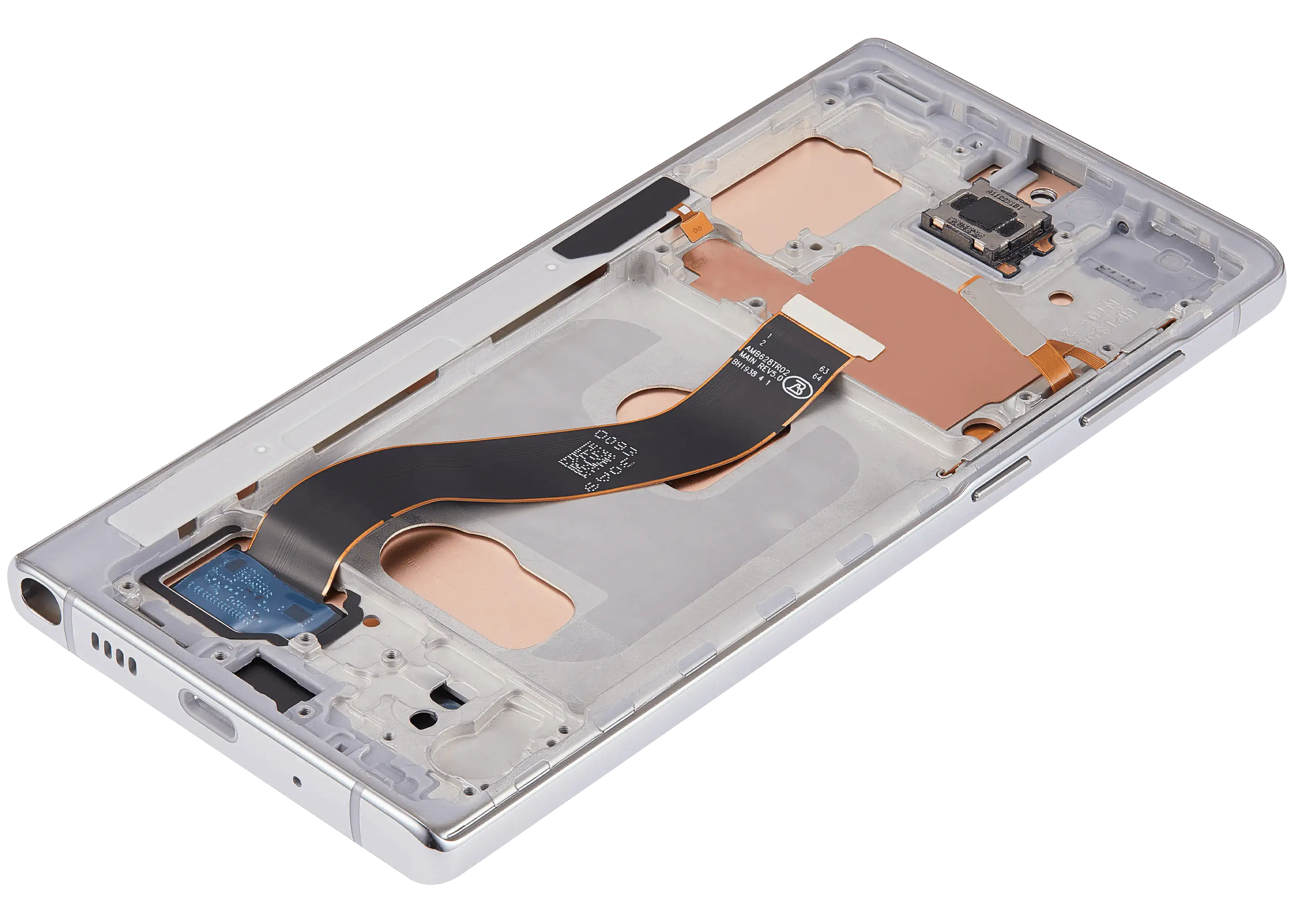 LCD-Display mit Rahmen (Without FingerPrint Sensor) für Samsung Galaxy Note 10 (US & International)(Aftermarket: Incell)(Aura Glow / Silver)