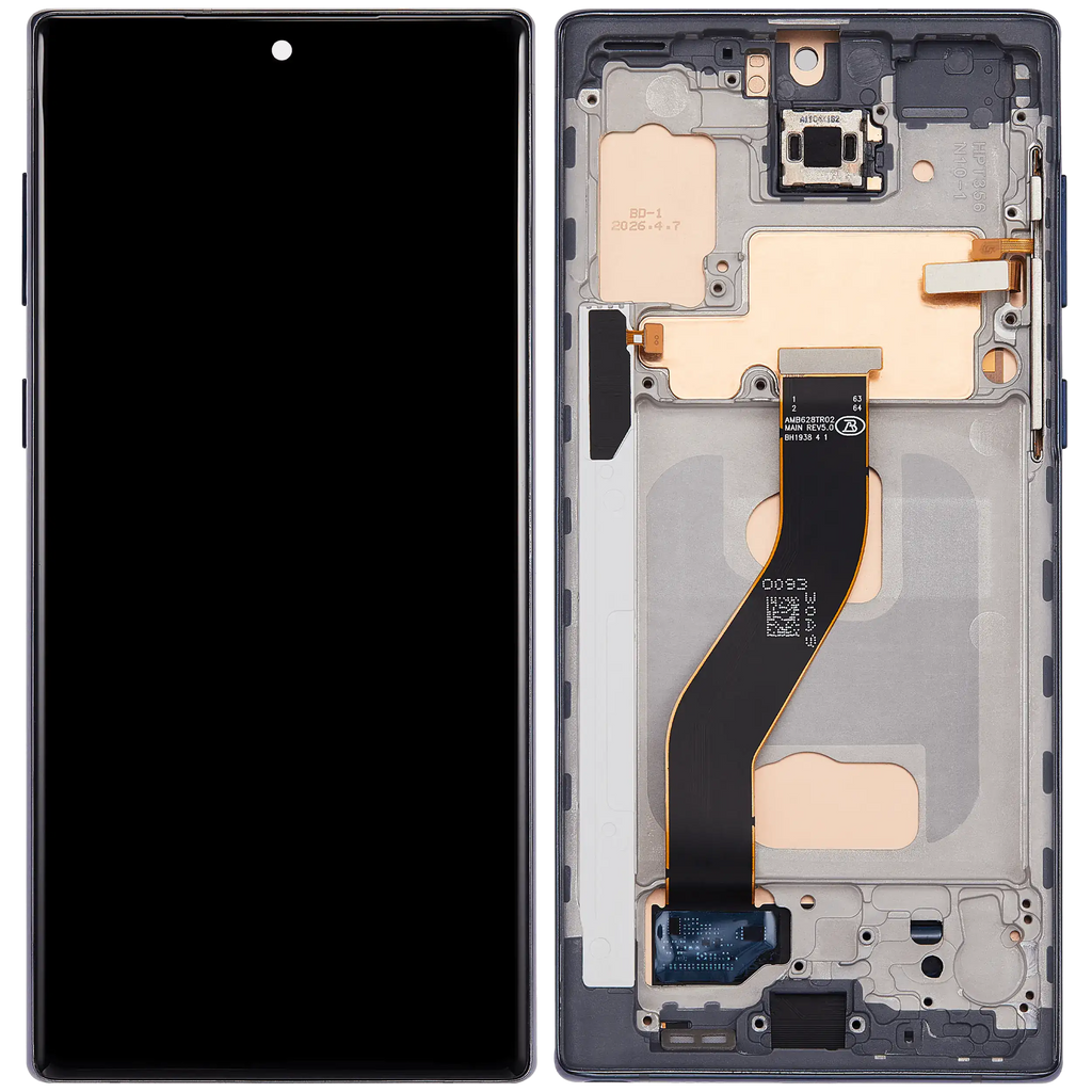 LCD-Display mit Rahmen (Without FingerPrint Sensor) für Samsung Galaxy Note 10 (US & International)(Aftermarket: Incell)(Aura Black)