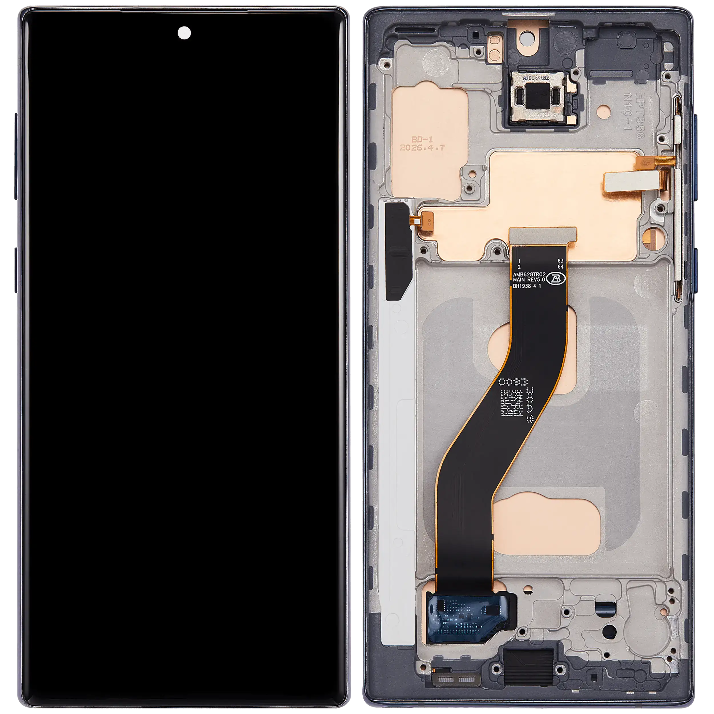 LCD-Display mit Rahmen (Without FingerPrint Sensor) für Samsung Galaxy Note 10 (US & International)(Aftermarket: Incell)(Aura Black)