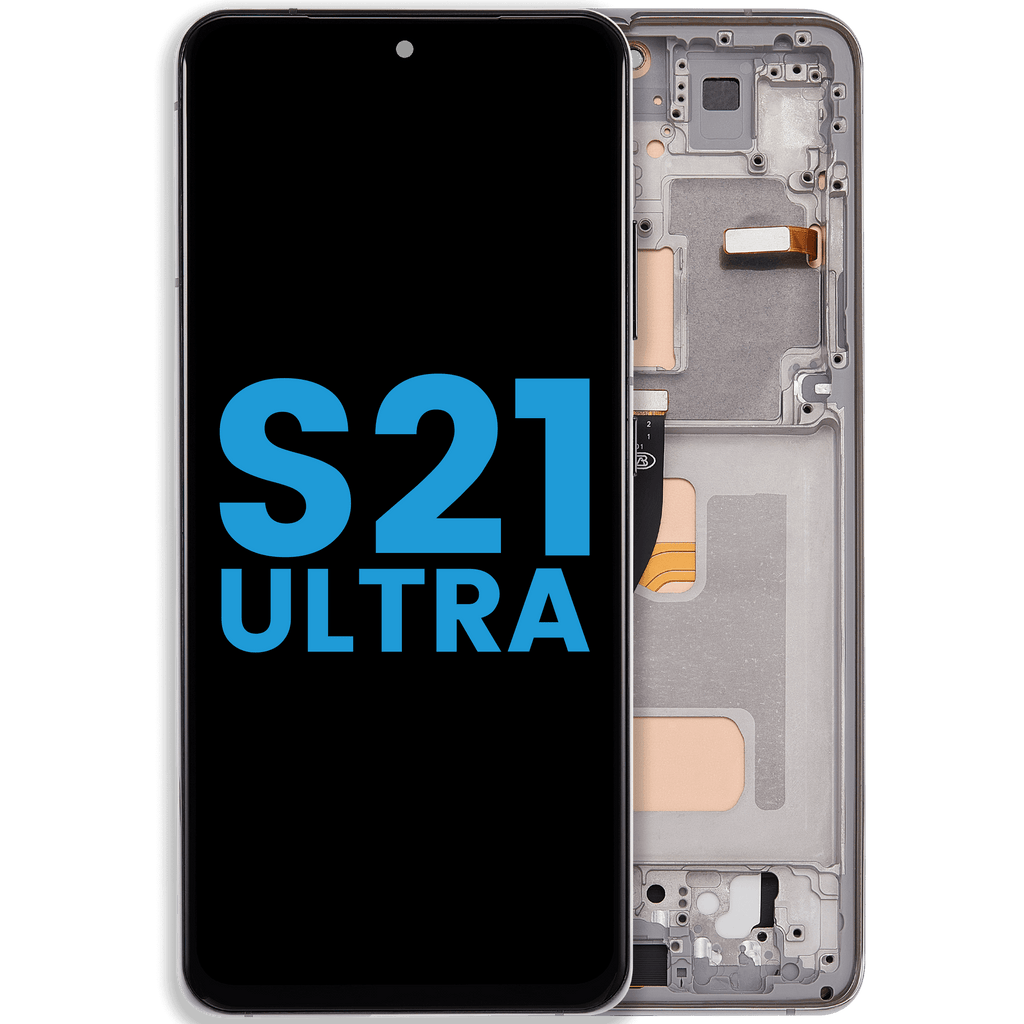 LCD-Display mit Rahmen (Without FingerPrint Sensor) für Samsung Galaxy S21 Ultra (US & International)(Aftermarket: Incell)(Phantom Silver)