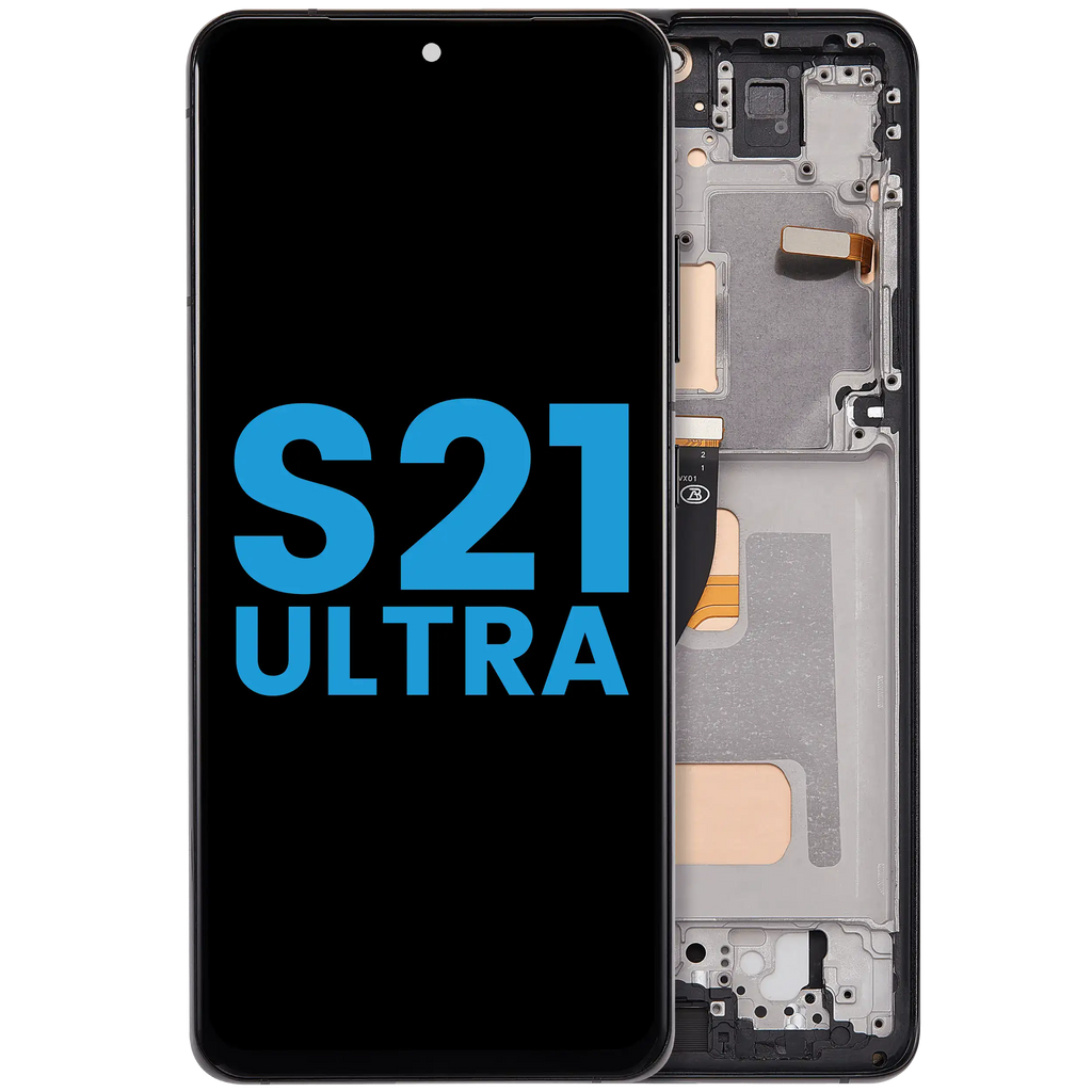 LCD-Display mit Rahmen (Without FingerPrint Sensor) für Samsung Galaxy S21 Ultra (US & International)(Aftermarket: Incell)(Phantom Black)