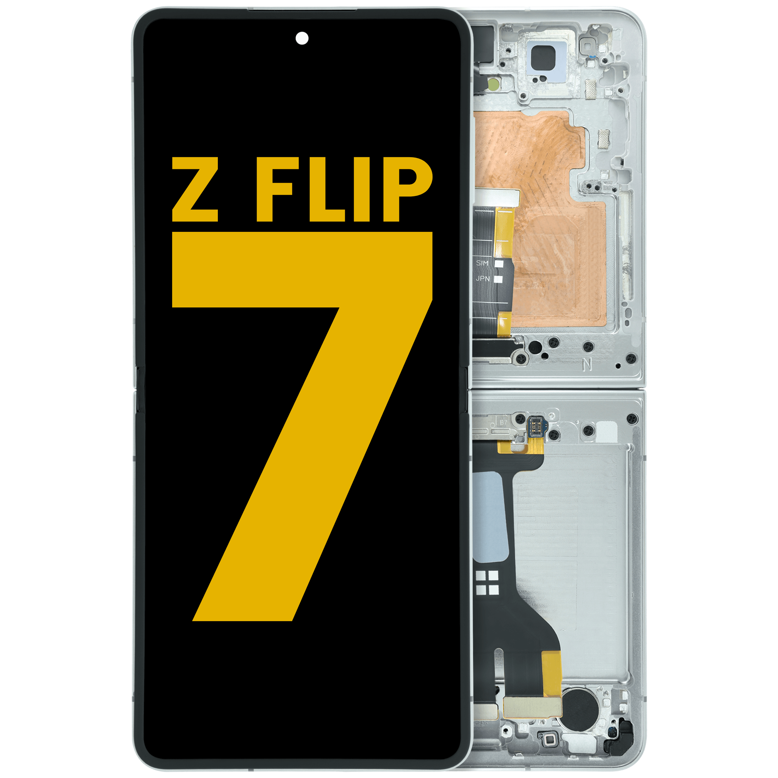 Inner OLED-Display mit Rahmen für Samsung Galaxy Z Flip 7 5G (US-Version) (Refurbished) (Weiß)