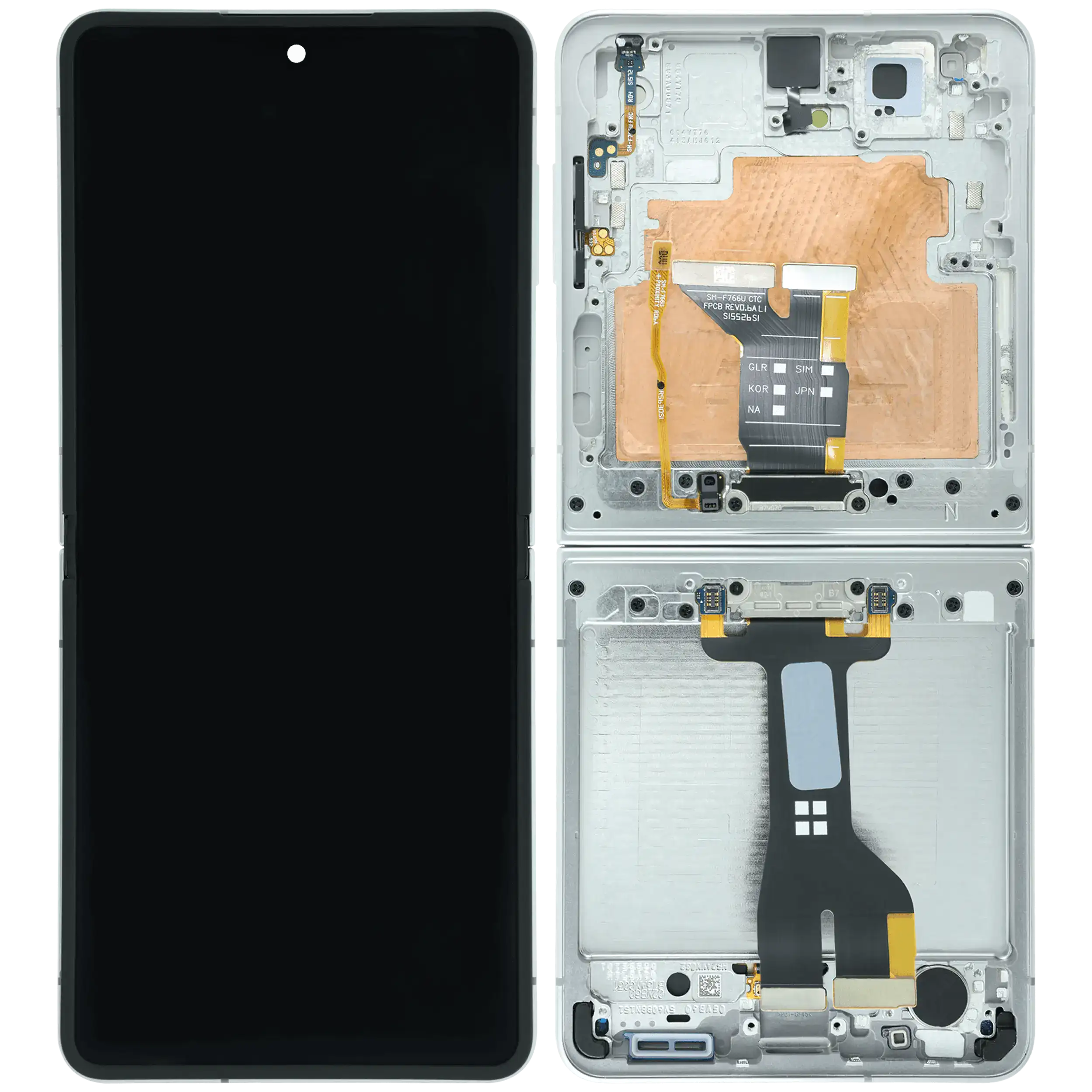 Inner OLED-Display mit Rahmen für Samsung Galaxy Z Flip 7 5G (US-Version) (Refurbished) (Weiß)