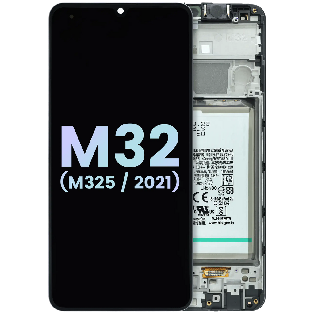 LCD-Display mit Rahmen Compatible für Samsung Galaxy M32 (M325) (Service Pack) (Alle Farben)