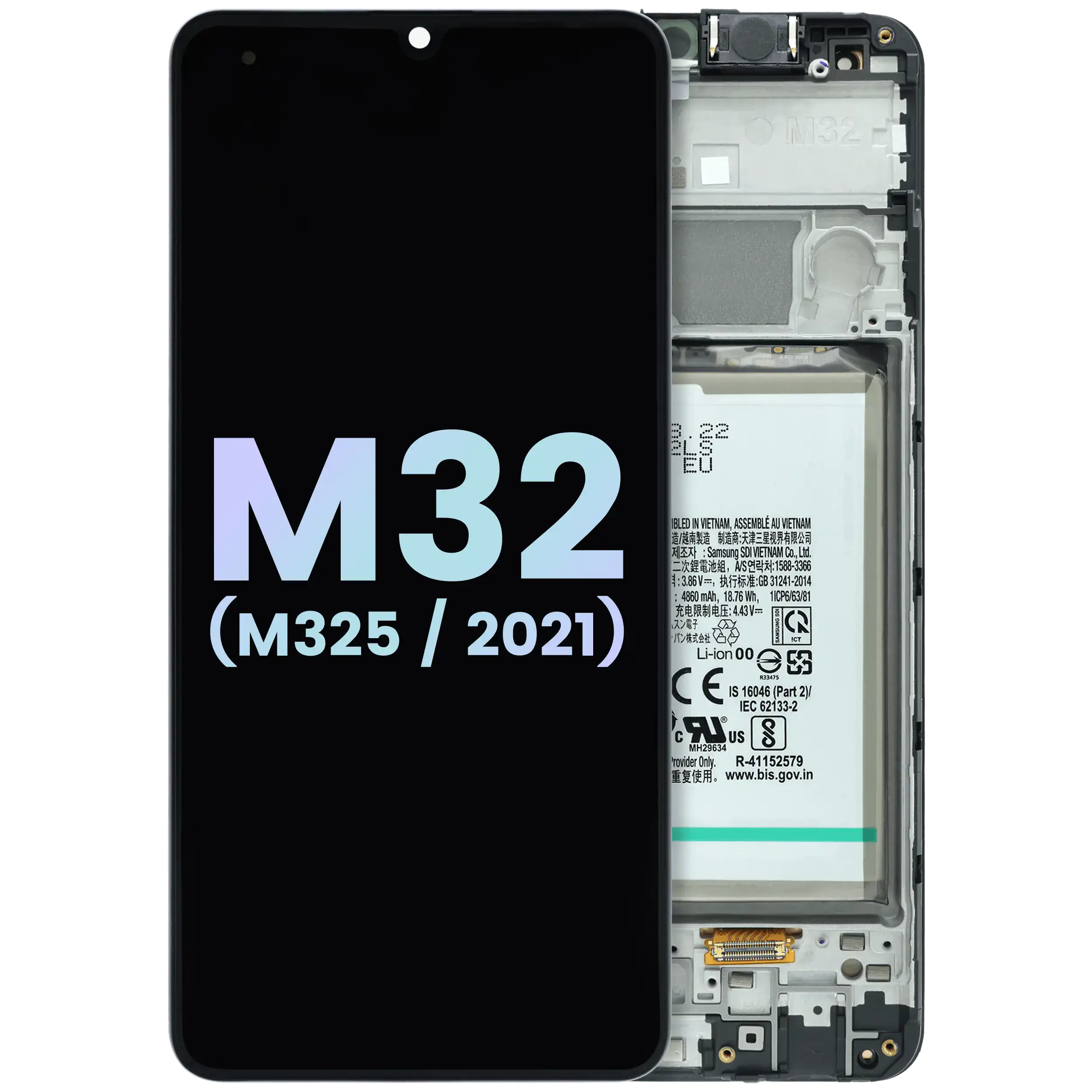 LCD-Display mit Rahmen Compatible für Samsung Galaxy M32 (M325) (Service Pack) (Alle Farben)
