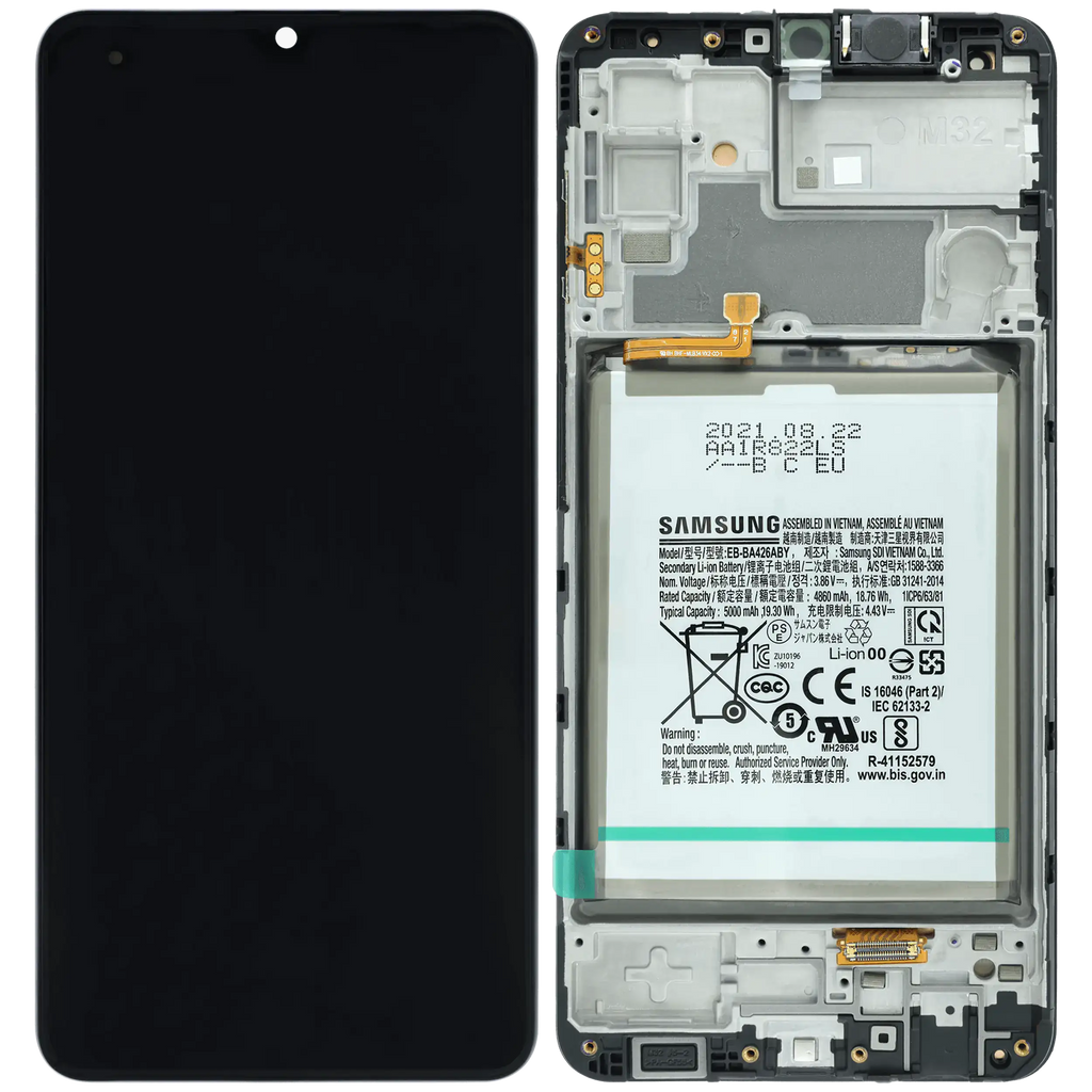 LCD-Display mit Rahmen Compatible für Samsung Galaxy M32 (M325) (Service Pack) (Alle Farben)