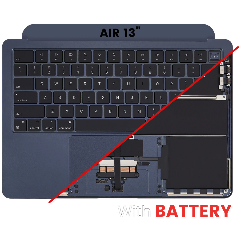 Top case with battery and keyboard for MacBook Air 13" (A3113) (US English) (used OEM pull, Grade A) (Midnight)