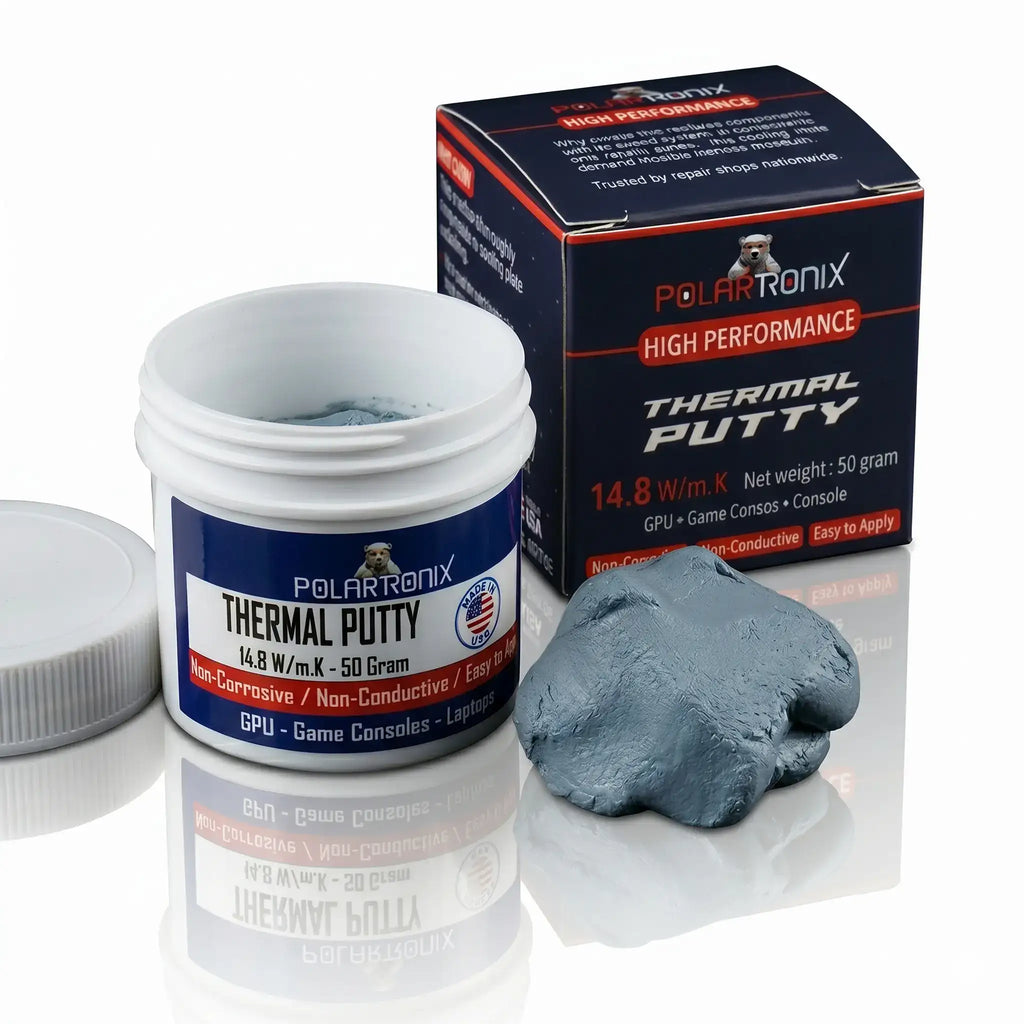 Thermal Putty 14.8 W/m·K, Non-Conductive, High-Performance Gap Filler (50 g) for Laptop GPU, PS5, Xbox Series X/S, VRAM, MOSFETs, Coils - PolarTronix