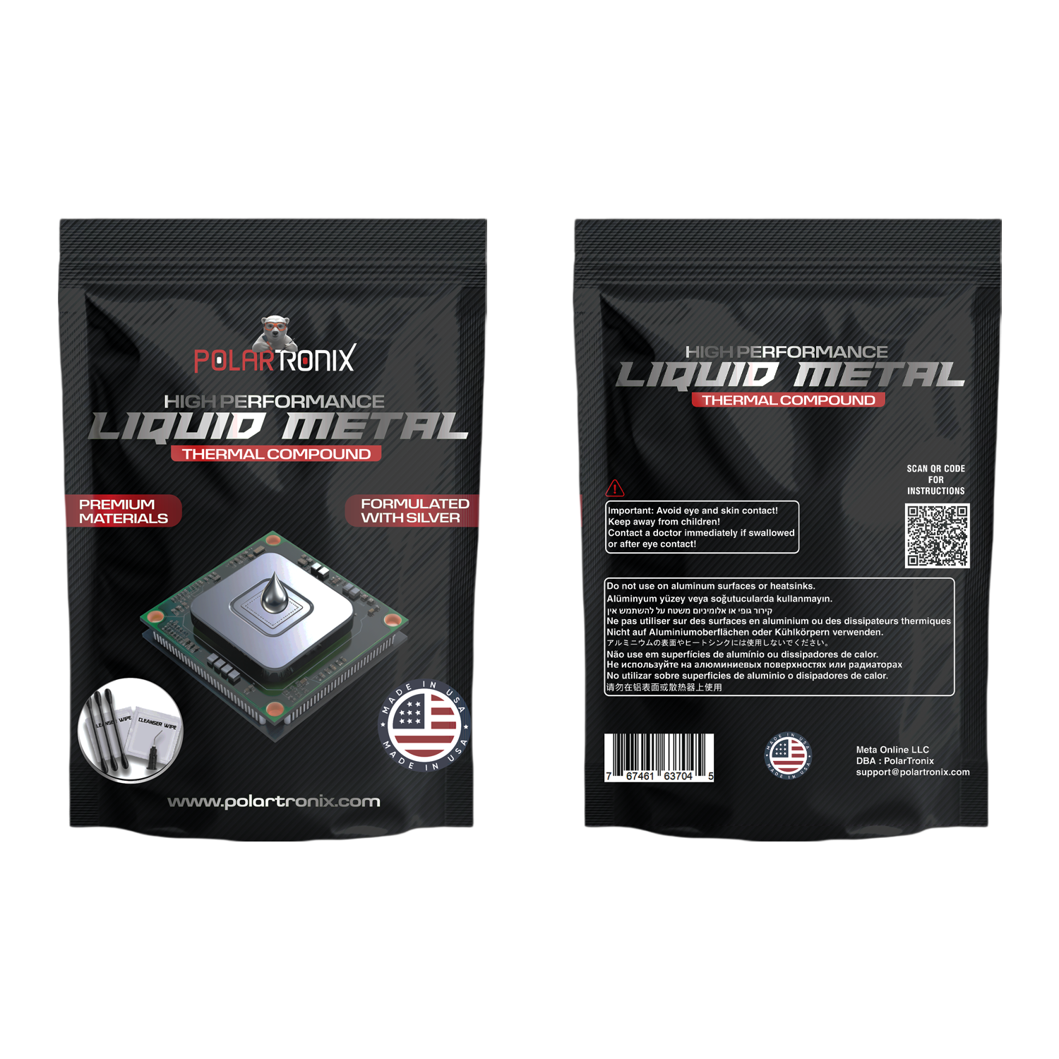 Liquid Metal Thermal Paste for PS5/PC/GPU 130W/mK 1.5g (PolarTronix)