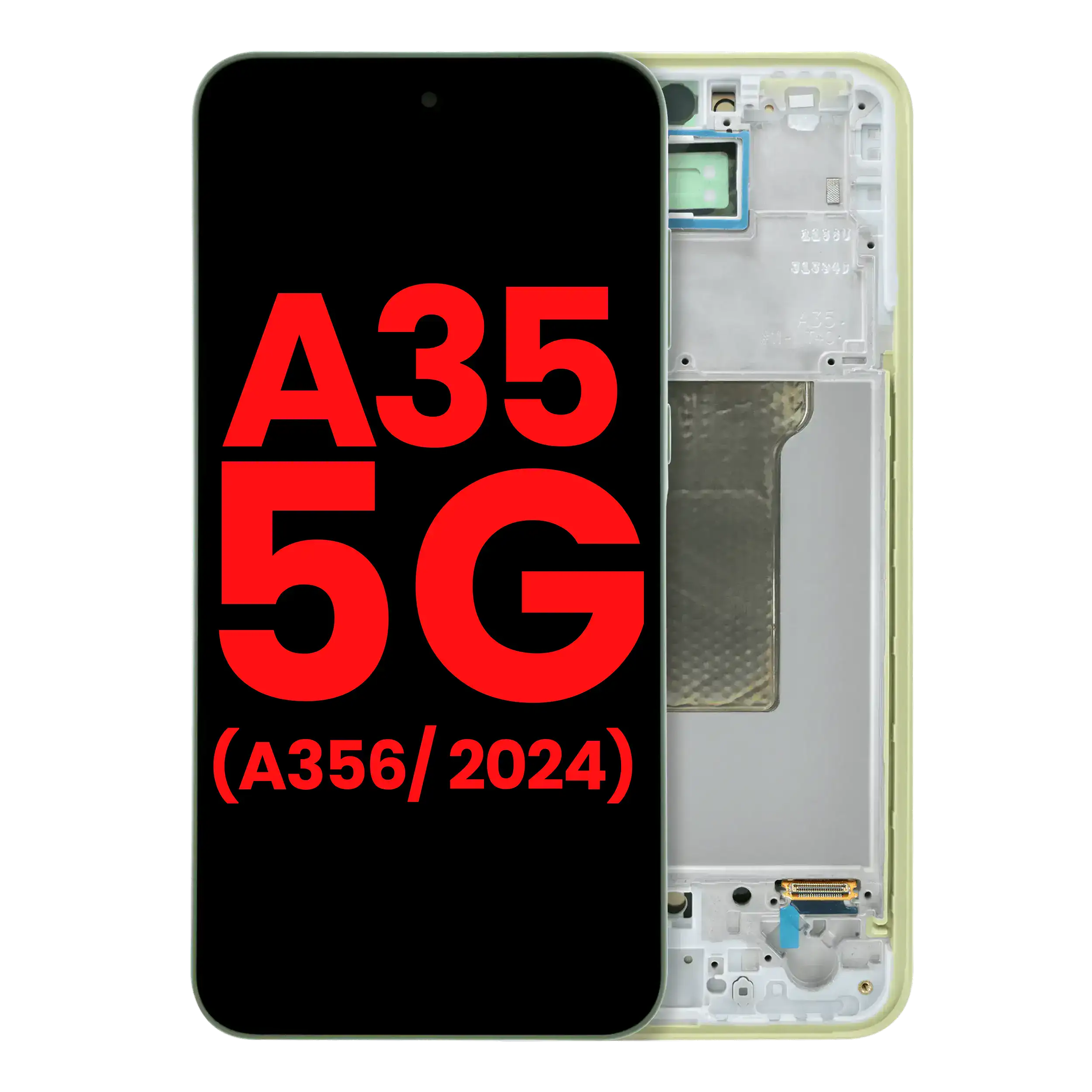 OLED-Display mit Rahmen für Samsung Galaxy A35 5G (A356 / 2024) (Aftermarket Plus) (Lemon)