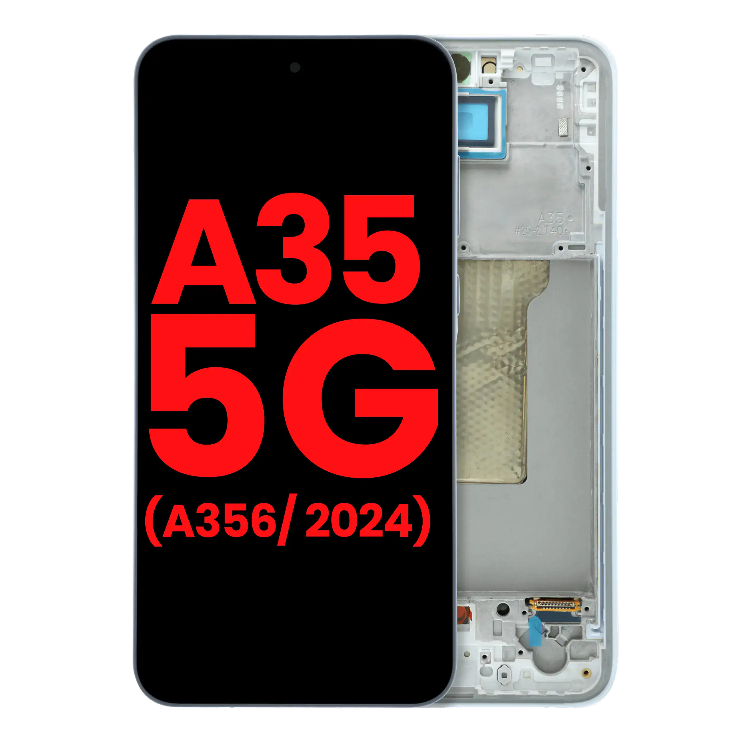 OLED-Display mit Rahmen für Samsung Galaxy A35 5G (A356 / 2024) (Aftermarket Plus) (Iceblue)