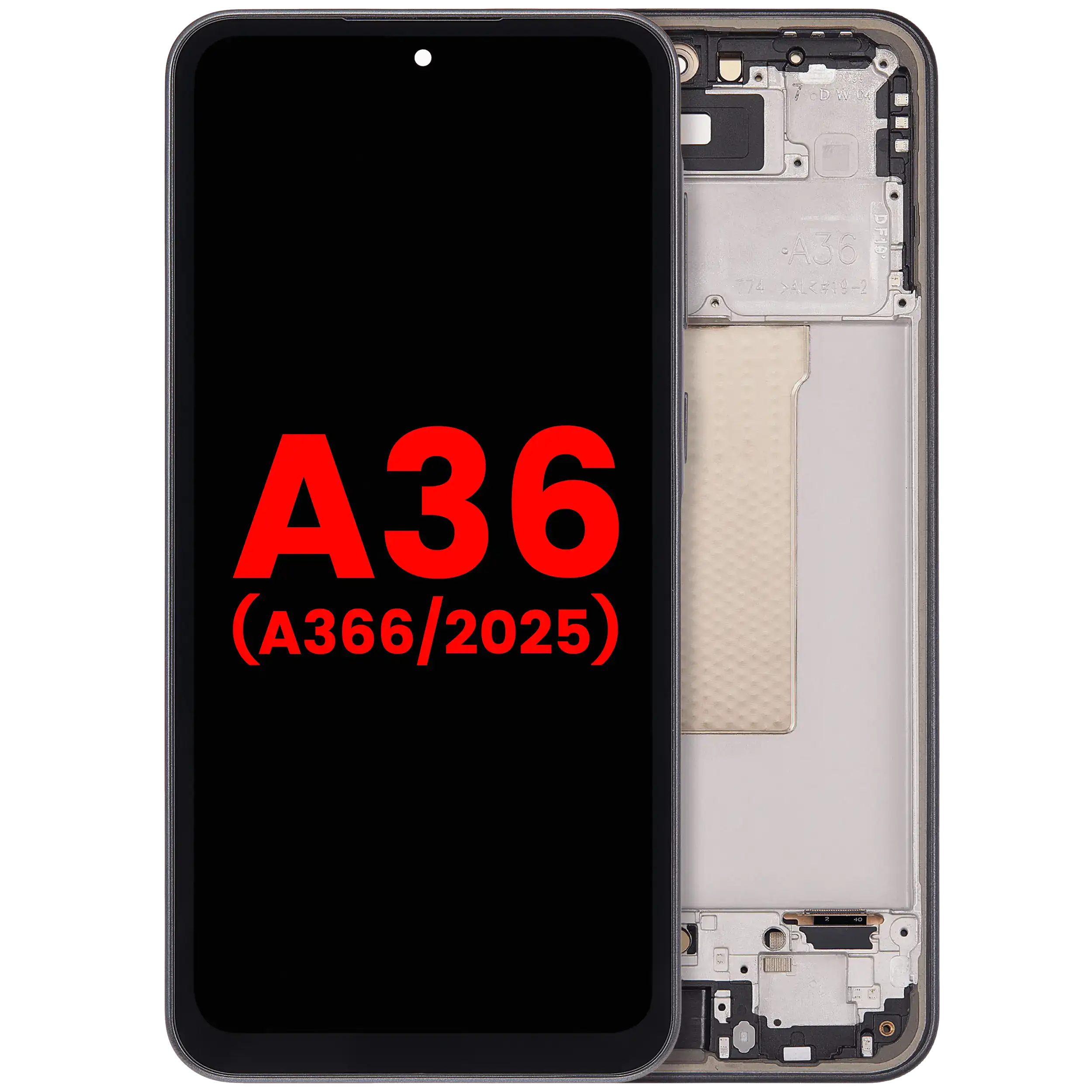OLED-Display mit Rahmen für Samsung Galaxy A36 5G (A366 / 2025) (Aftermarket Plus) (Schwarz)