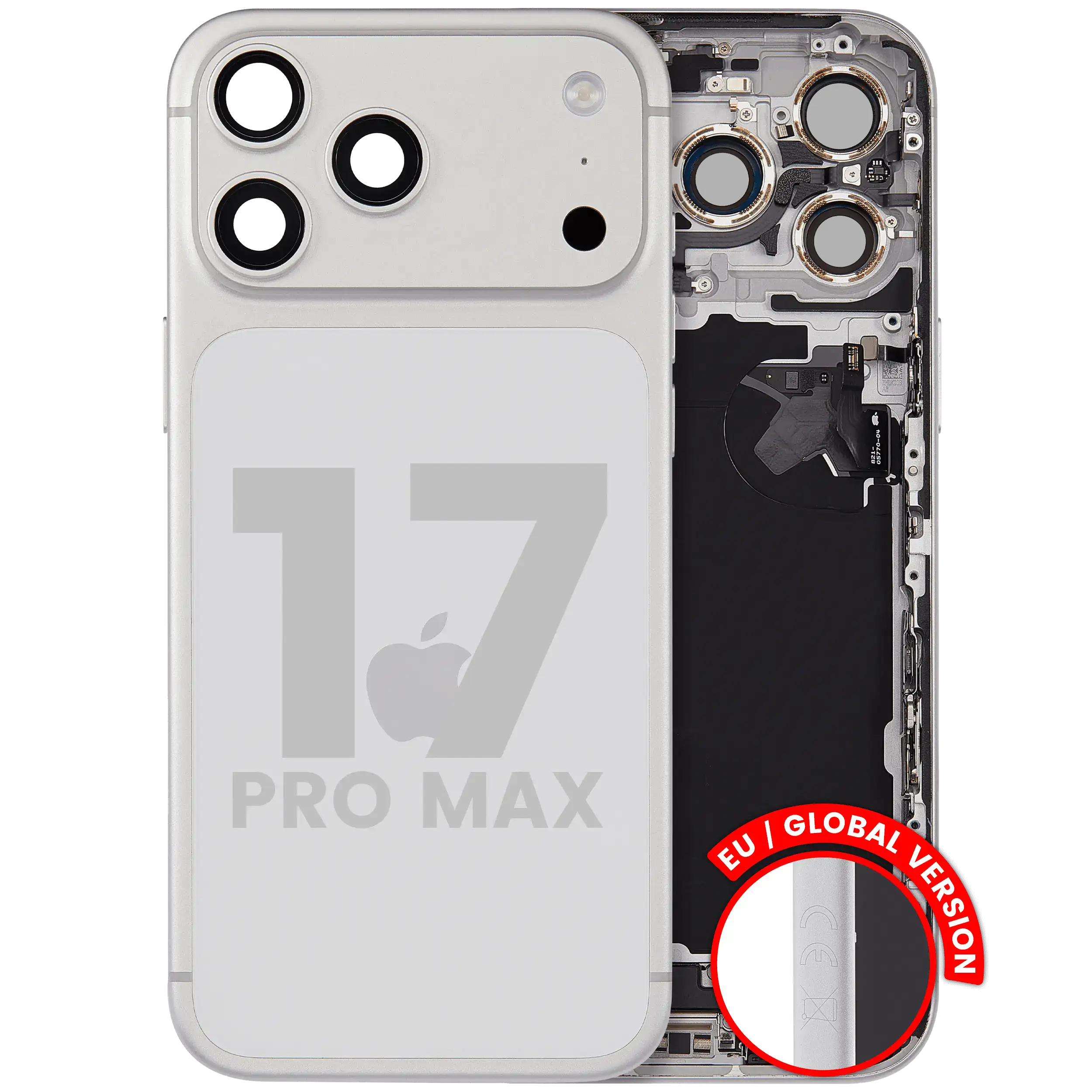 Original Apple-Ausbau B gebraucht – iPhone 17 Pro Max EU Backcover/Rahmen Silber