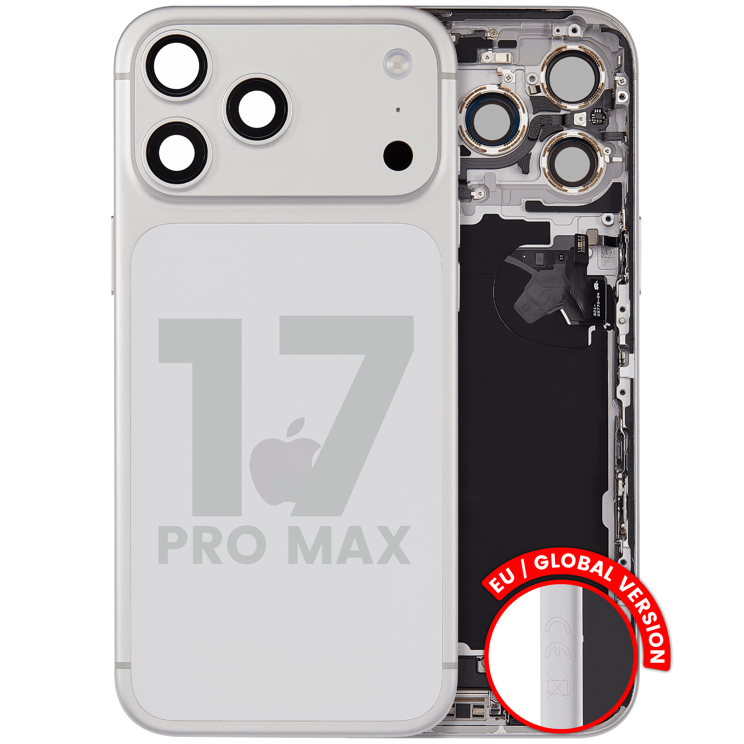 Original Apple-Ausbau C gebraucht – iPhone 17 Pro Max EU Backcover/Rahmen Silber