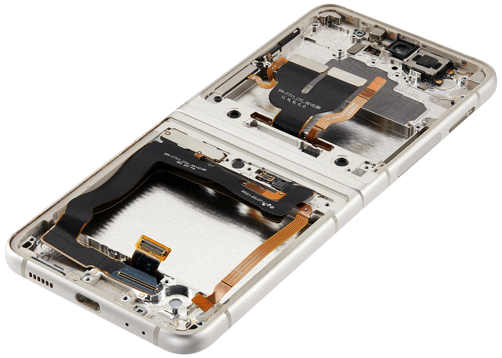 Inner OLED-Display mit Rahmen für Samsung Galaxy Z Flip 3 5G (US & International) (Refurbished) (Weiß)