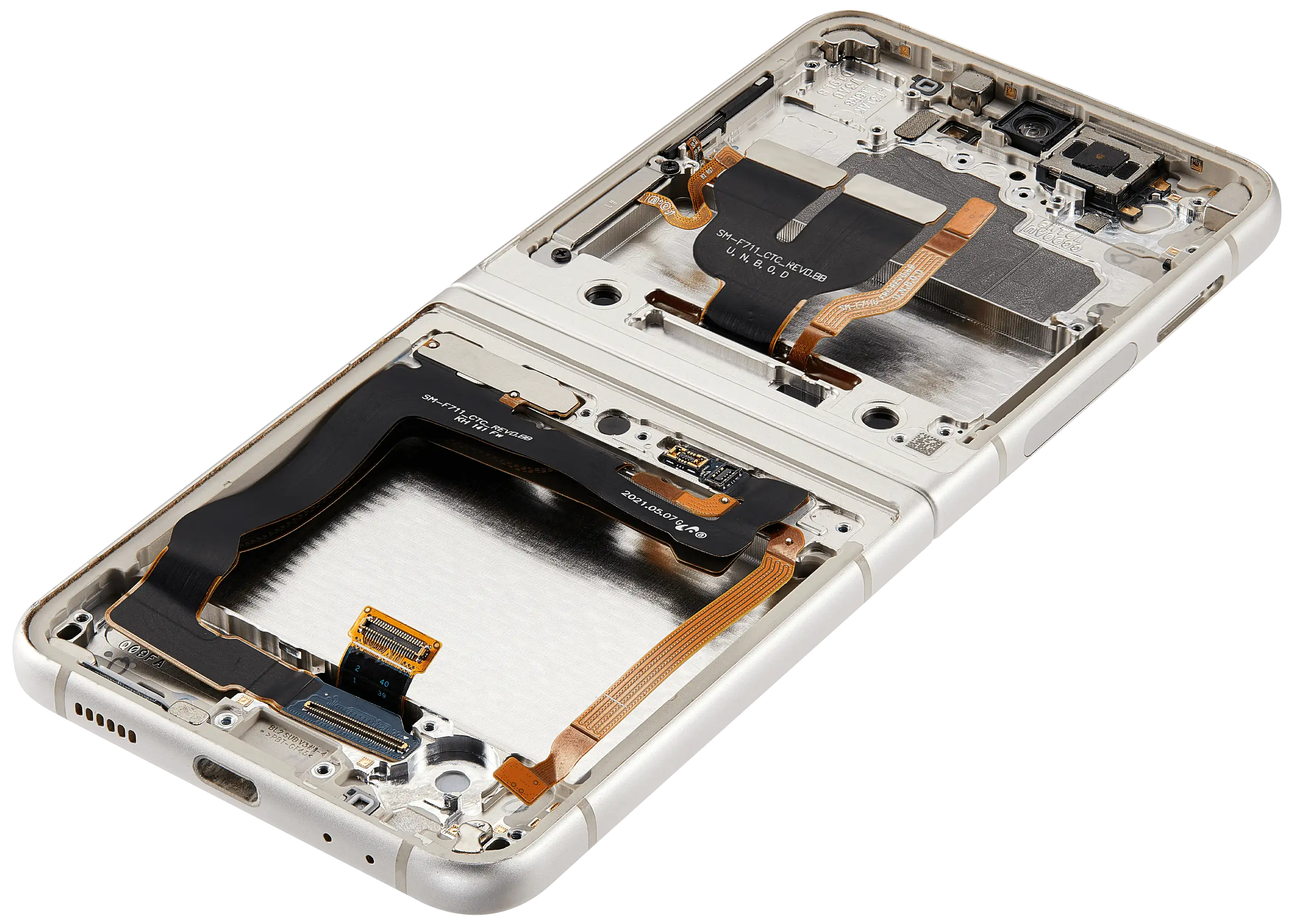Inner OLED-Display mit Rahmen für Samsung Galaxy Z Flip 3 5G (US & International) (Refurbished) (Weiß)