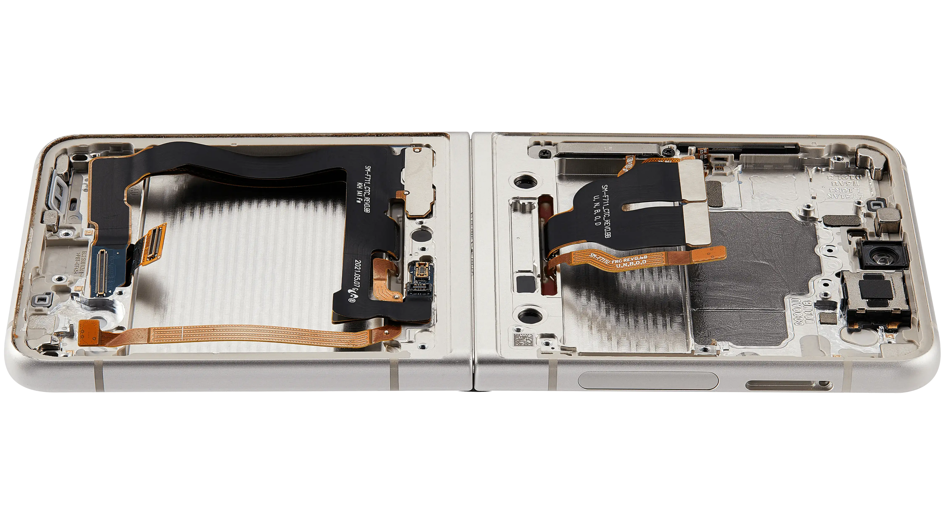 Inner OLED-Display mit Rahmen für Samsung Galaxy Z Flip 3 5G (US & International) (Refurbished) (Weiß)
