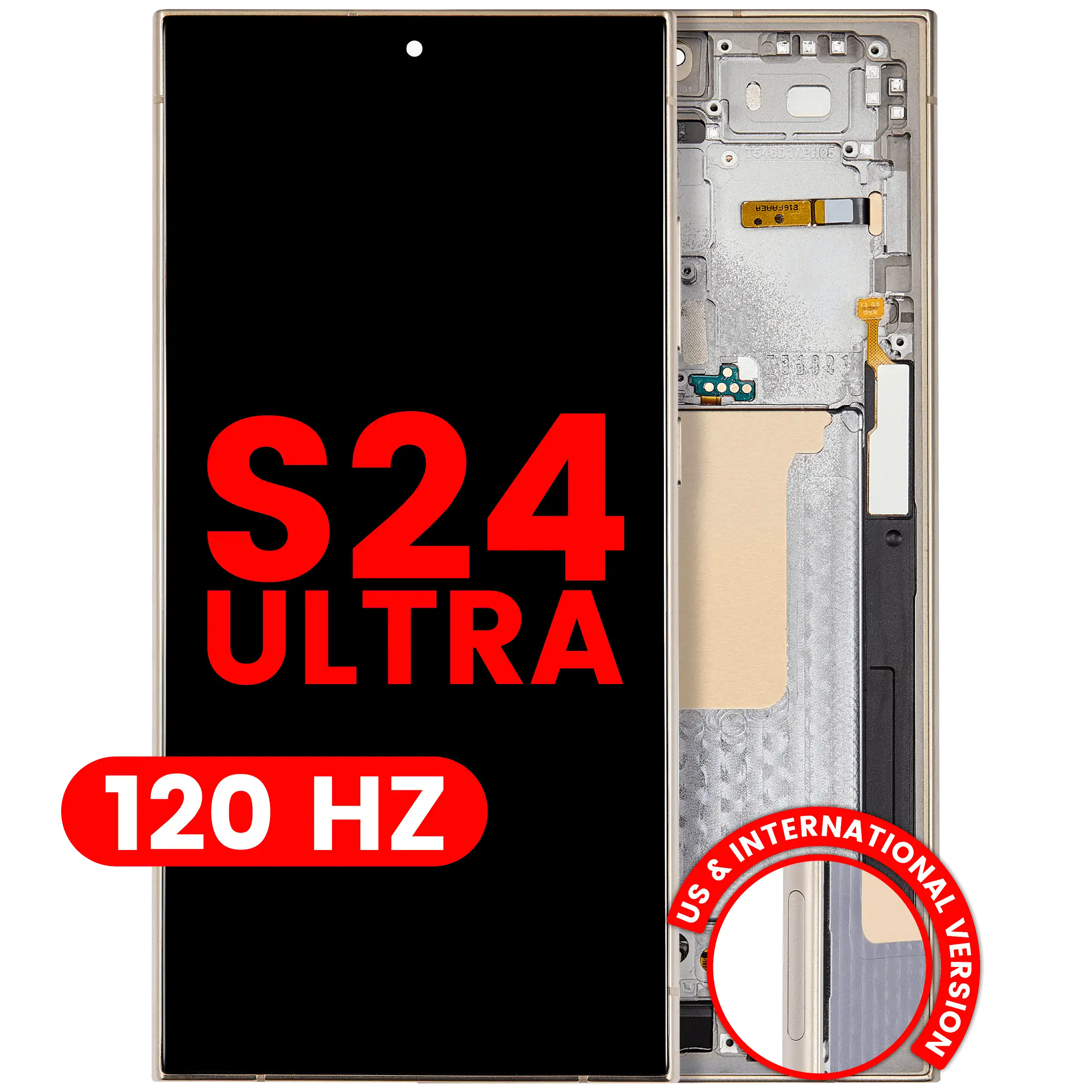 OLED-Display mit Rahmen für Samsung Galaxy S24 Ultra (US & Internationale Version) (Aftermarket Plus) (120Hz) (Titanium Gelb)