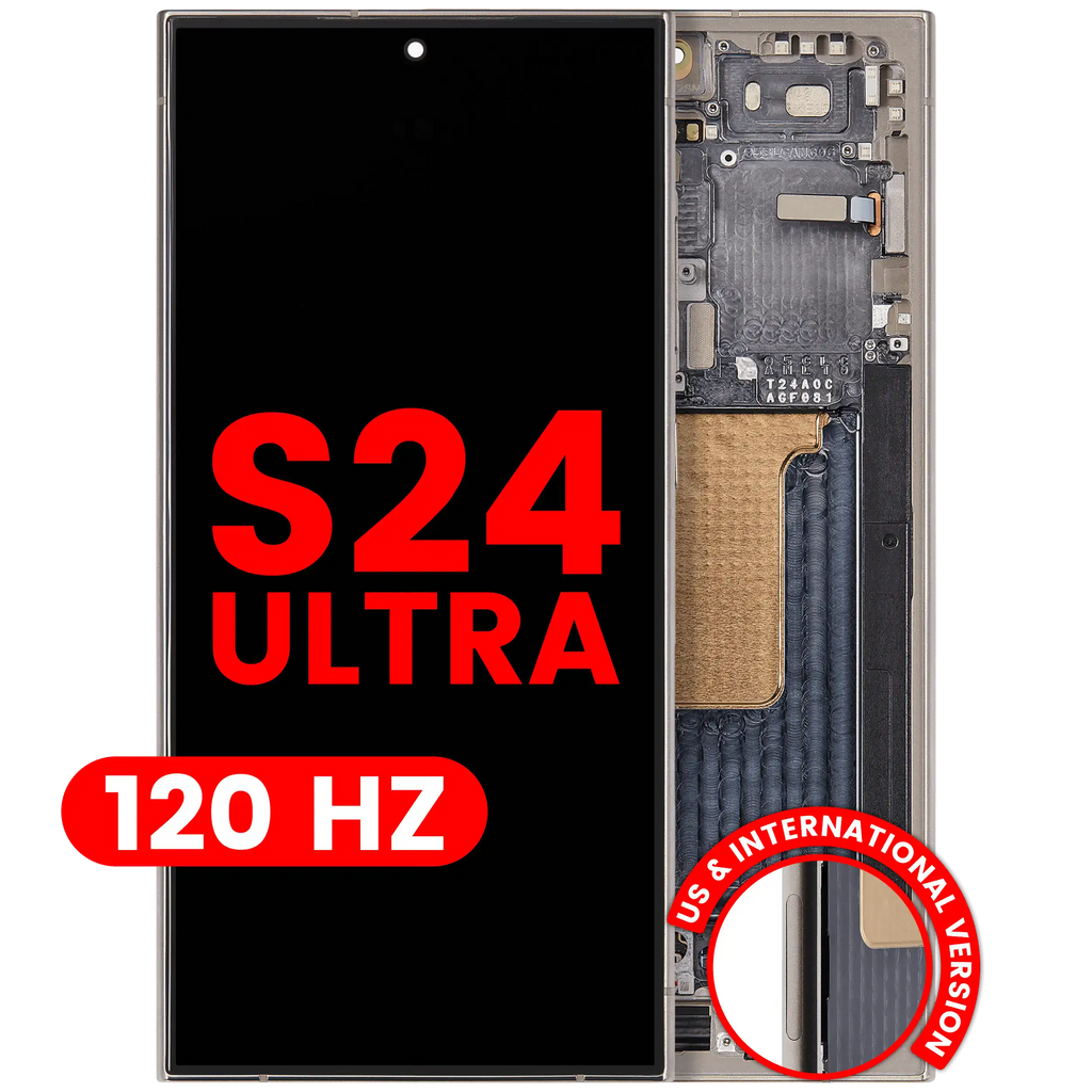 OLED-Display mit Rahmen für Samsung Galaxy S24 Ultra (US & Internationale Version) (Aftermarket Pro) (120Hz) (Titanium Grau)