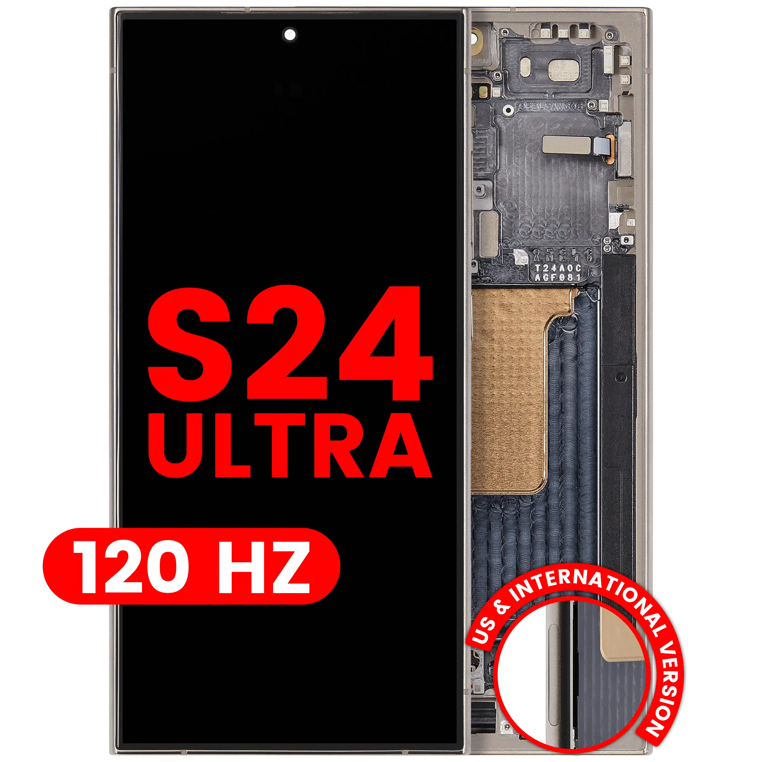 OLED-Display mit Rahmen für Samsung Galaxy S24 Ultra (US & Internationale Version) (Aftermarket Pro) (120Hz) (Titanium Grau)